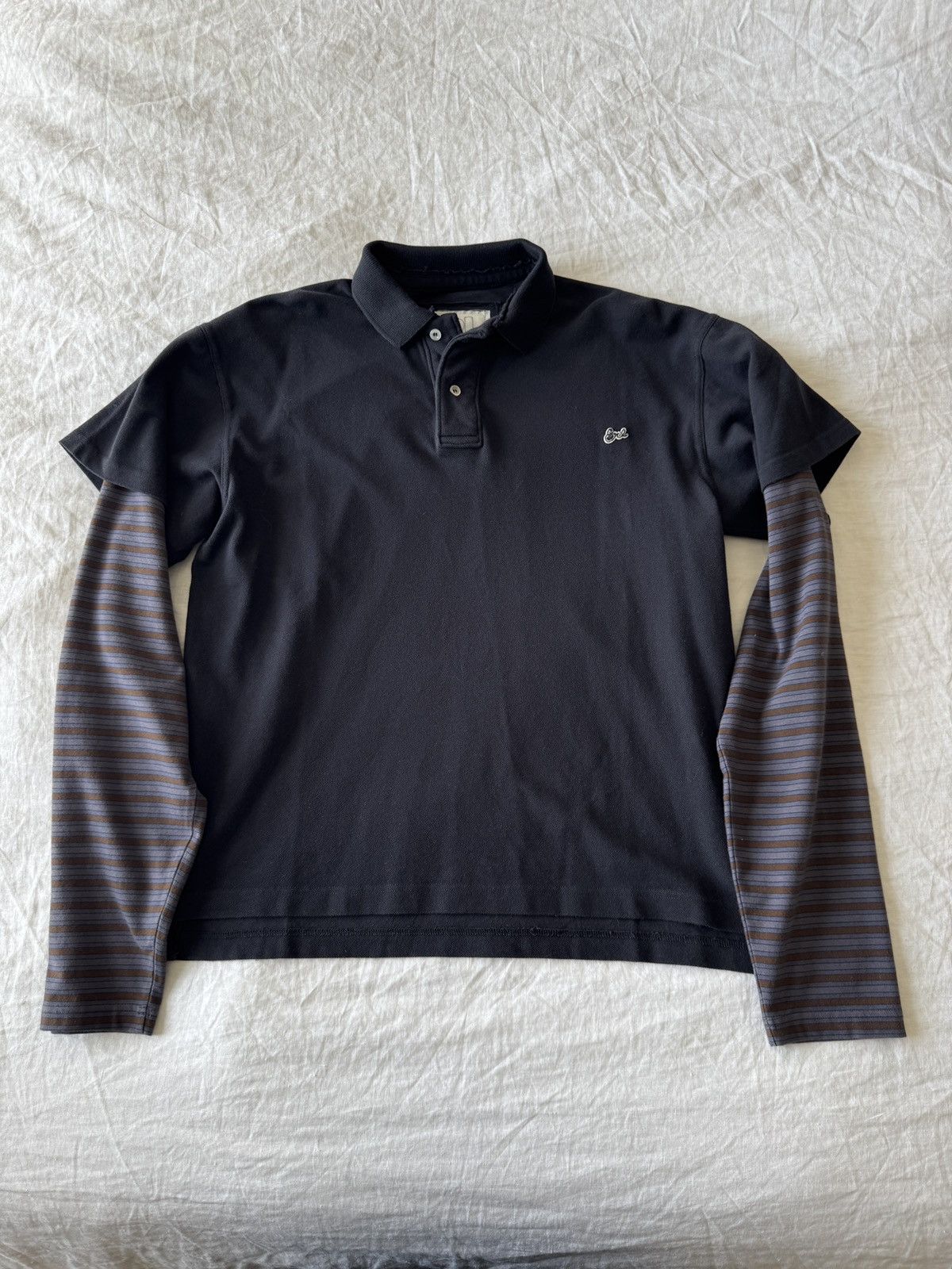 ERL double sleeve polo shirt in black/striped | Grailed