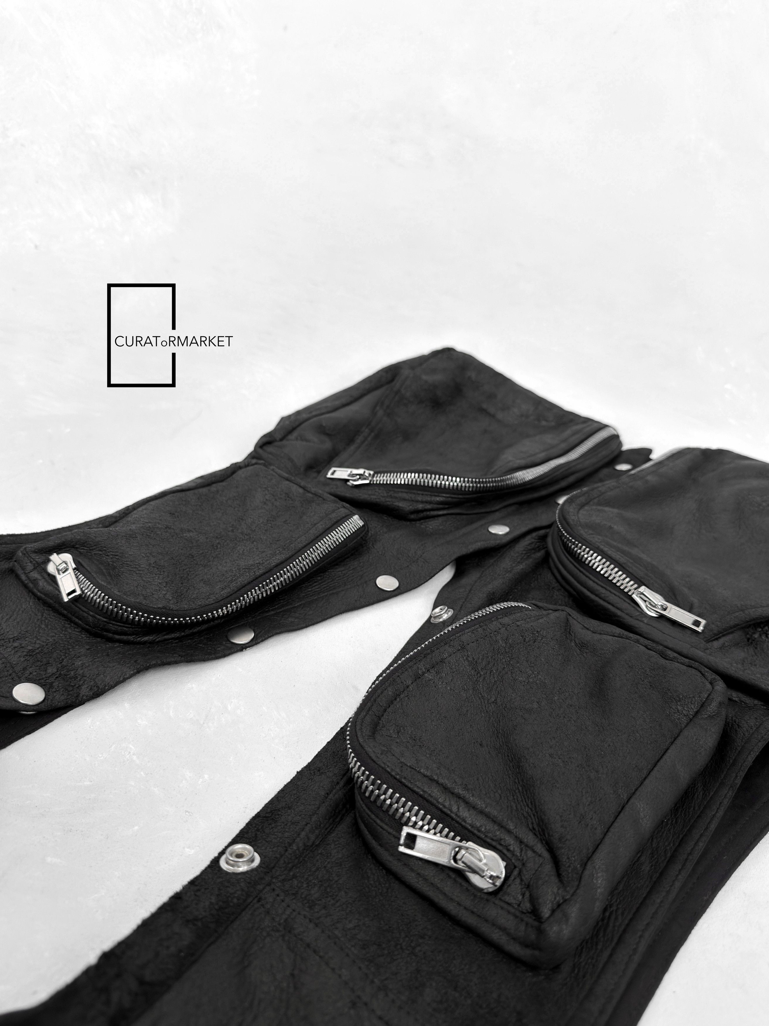 Rick Owens EU50 Zip Blistered Lamb Leather Cargo Vest FW24 Porterville Size US M / EU 48-50 / 2 - 9 Thumbnail