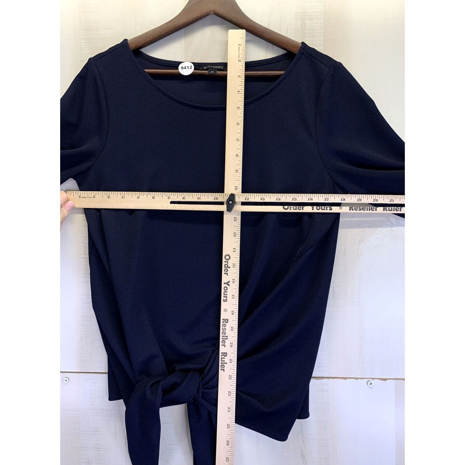 Banana Republic Banana Republic Navy Blue Tie Front Bell Sleeve Blouse Womens Medium-9412 Size M / US 6-8 / IT 42-44 - 3 Thumbnail