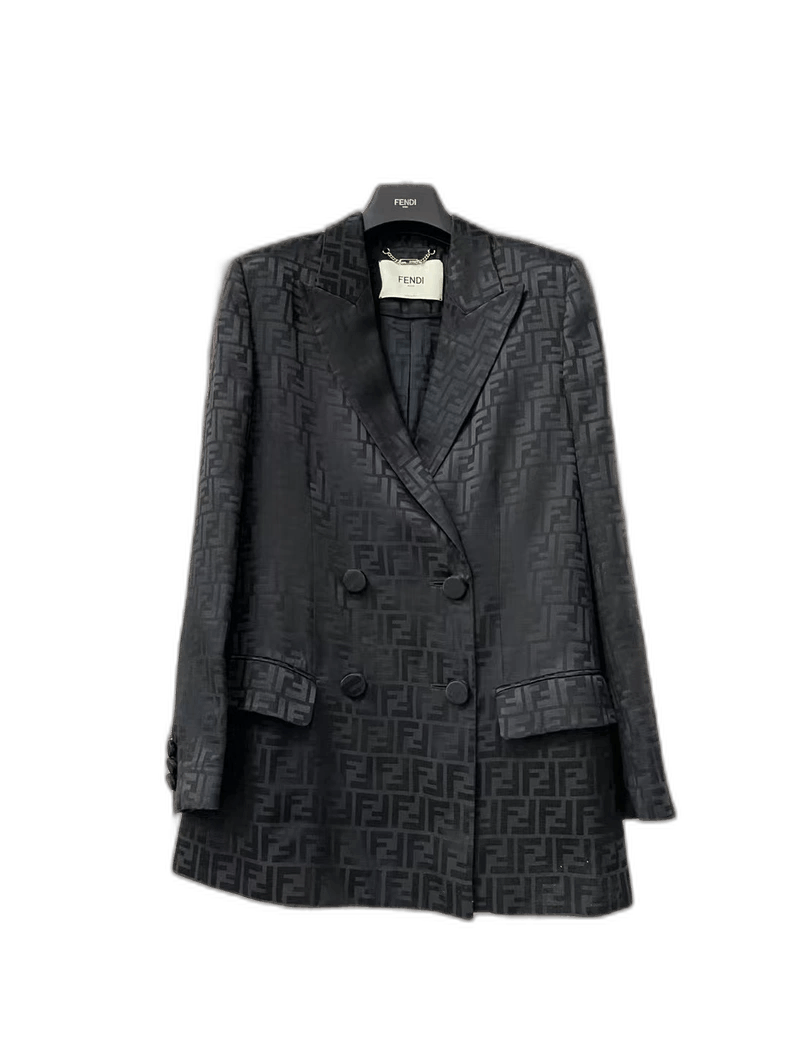 Fendi Fendi Black Patterned Suit Jacket for Women Size US S / EU 44-46 / 1 - 1 Thumbnail