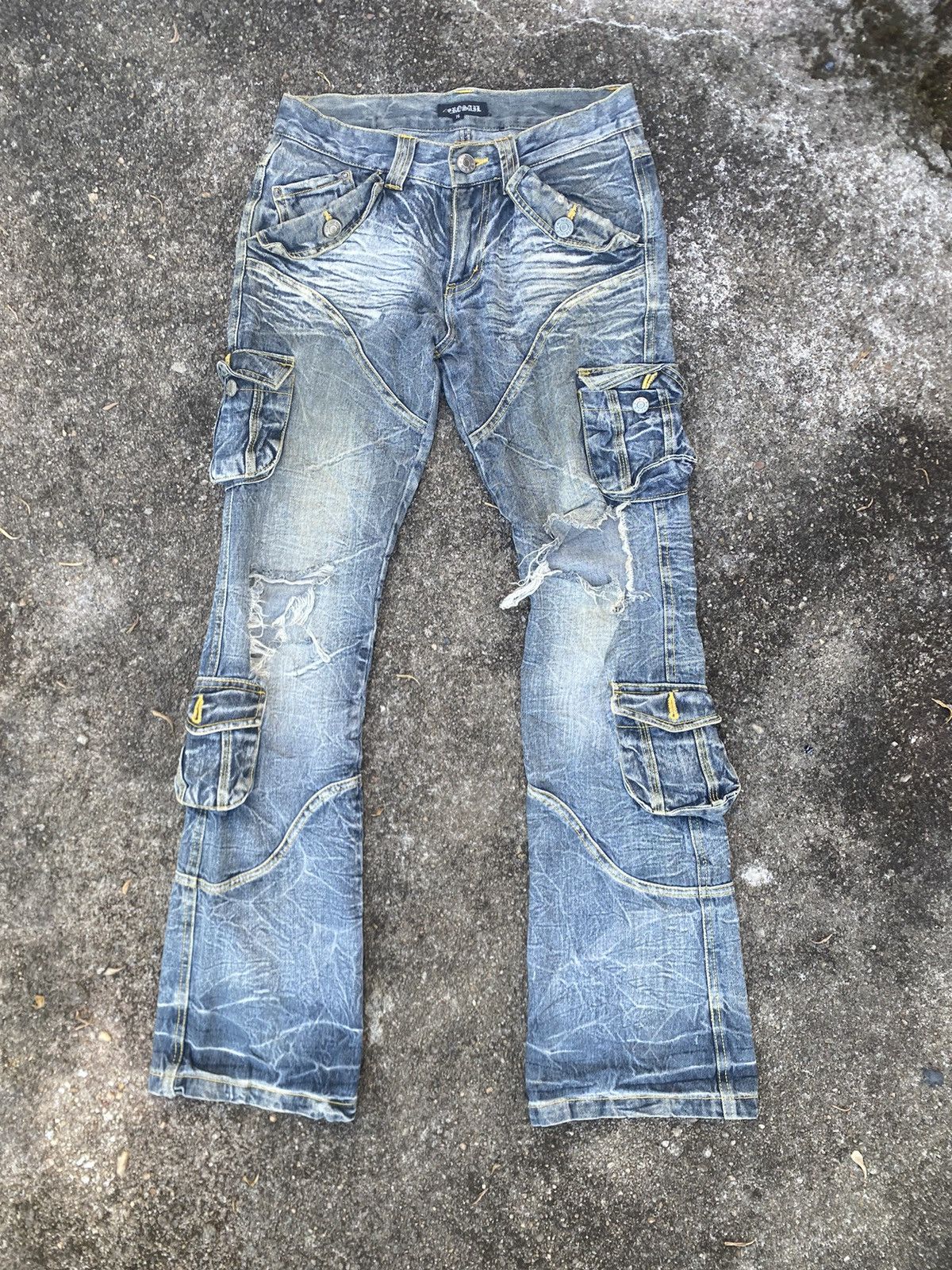 Japanese Brand Zerosail distressed tactical jeans ripped knee punk style Size US 30 / EU 46 - 1 Thumbnail