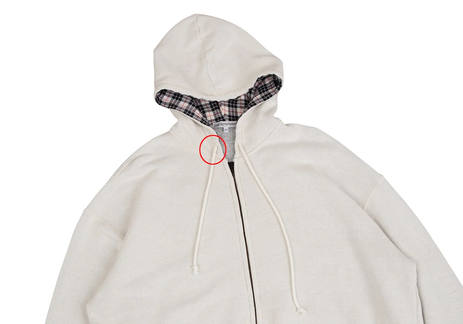 Emporio Armani Cotton Rayon Back Print Zip-Up Hoodie Off White M Size US M / EU 48-50 / 2 - 4 Thumbnail