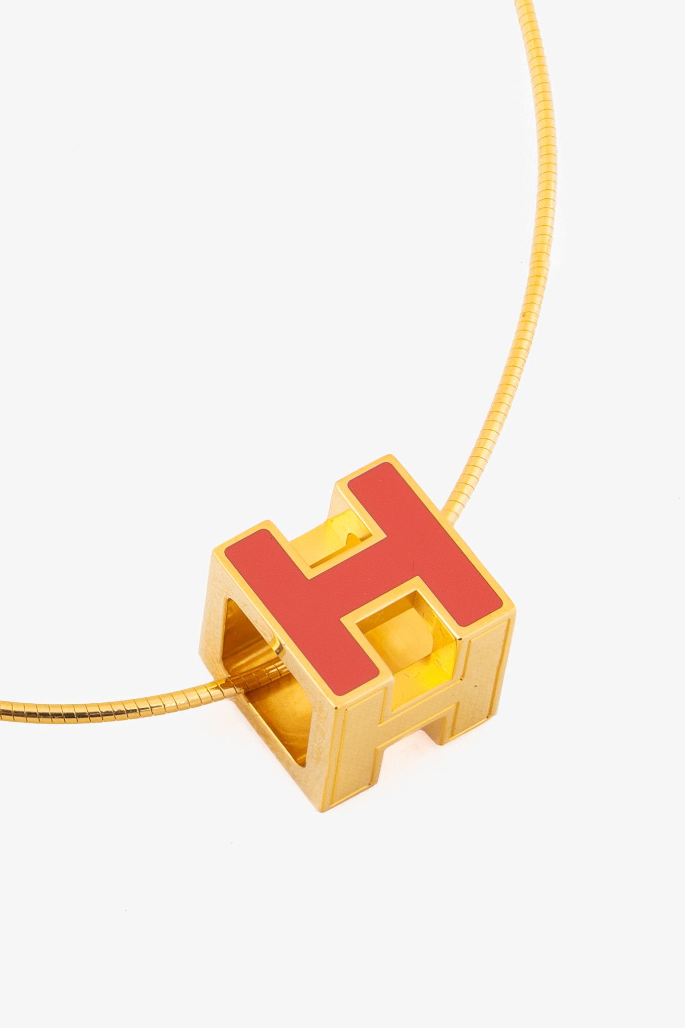 Hermes Hermes Cage D'H Gold Cube-Pendant Necklace Size ONE SIZE - 2 Thumbnail
