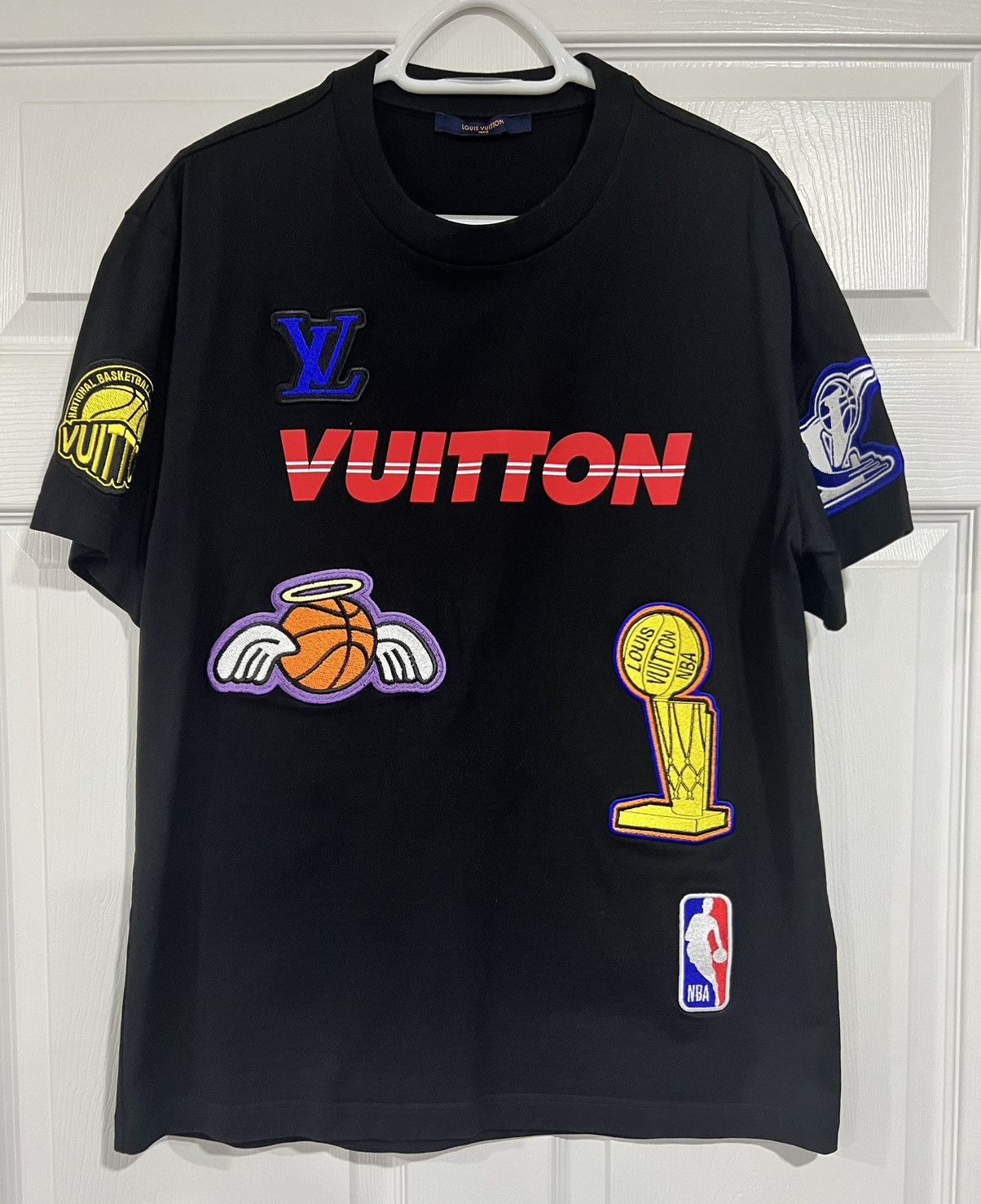 image of Louis Vuitton Nba Logo T Shirt Medium in Black, Men's