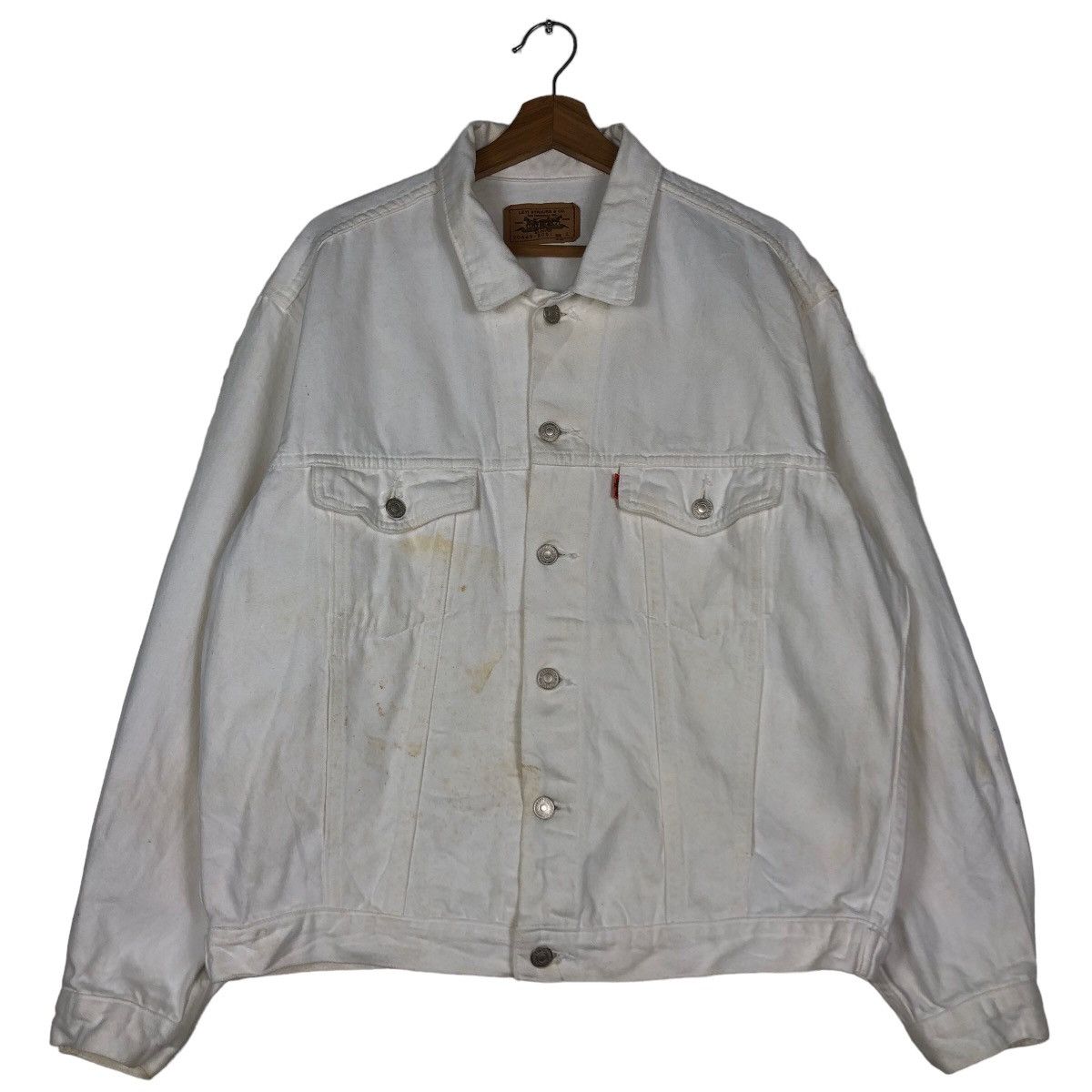 Levi's Vintage Trucker Denim Biker Jacket Levi’s White Rare Colour Size US L / EU 52-54 / 3 - 1 Thumbnail