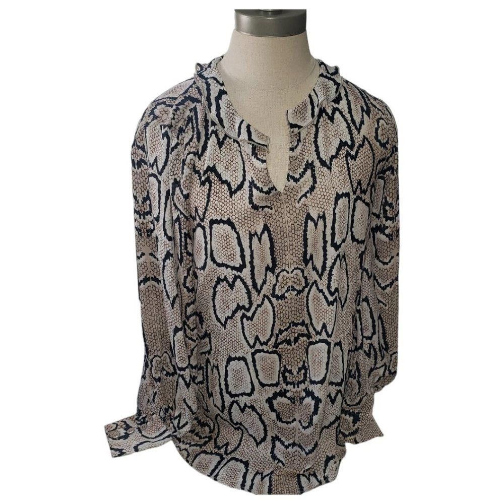 Designer CT889 Cabi Snake Print Long Sleeve Blouse S Size S / US 4 / IT 40 - 1 Thumbnail