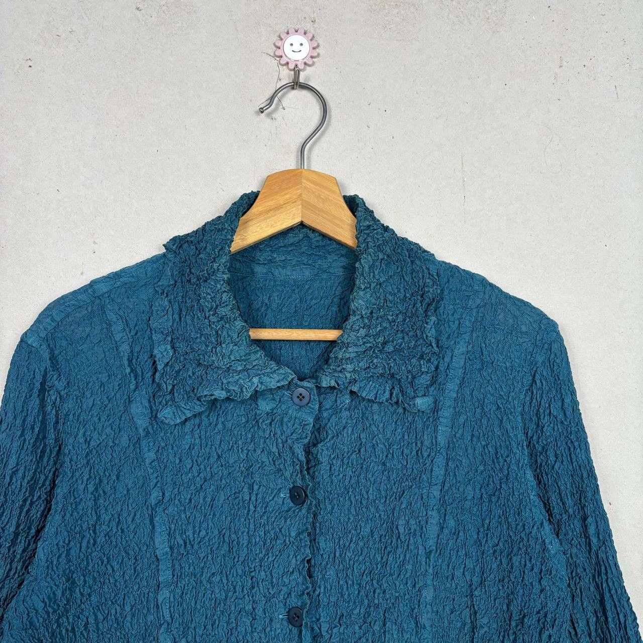 Issey Miyake Issey Miyake Me Cauliflower Pleated Jacket Teal Blue M ML166 Size M / US 6-8 / IT 42-44 - 5 Thumbnail