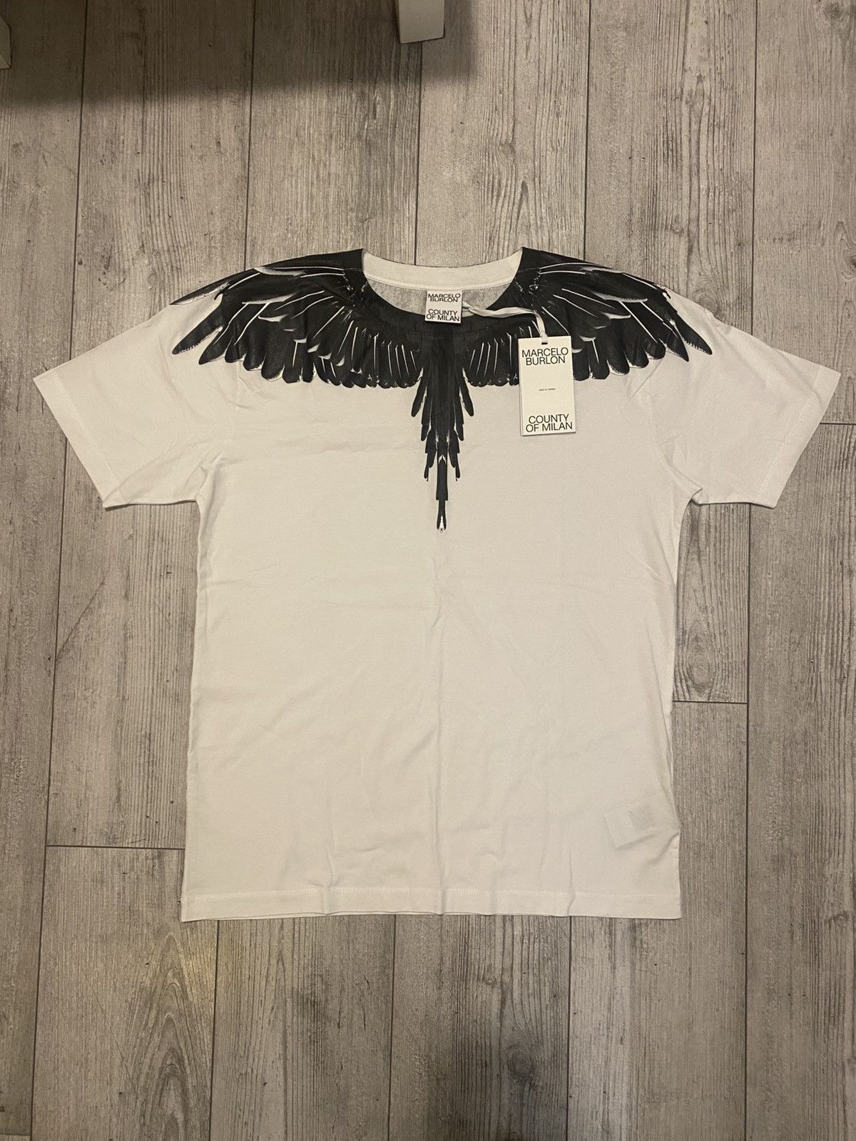 Marcelo Burlon Marcelo Burlon Wings Print T-Shirt White/Black Size US L / EU 52-54 / 3 - 1 Thumbnail