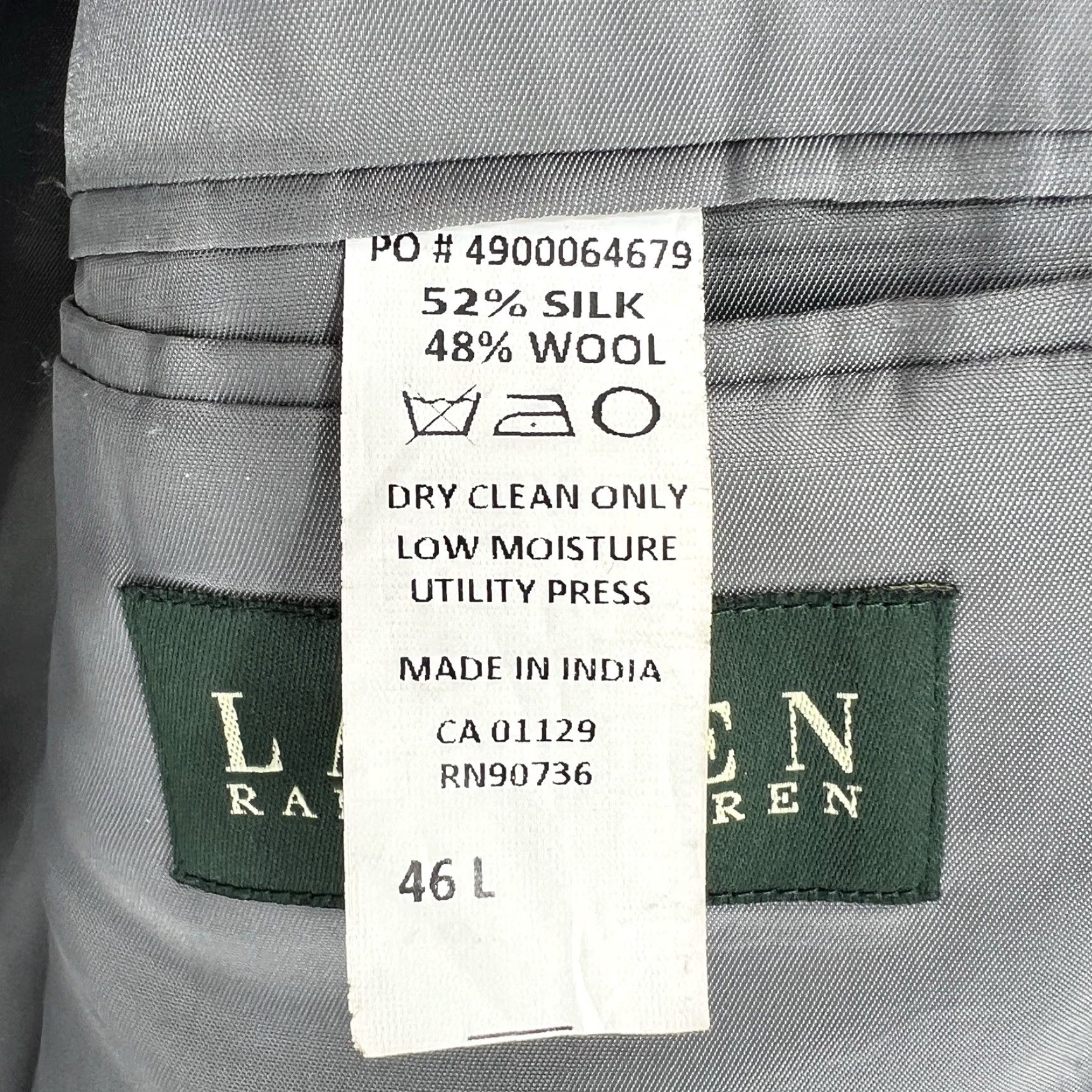 Ralph Lauren Lauren Ralph Lauren Blazer Jacket Mens Size 46L Silk Wool Gray Plaid Sport Coat Size 46R - 6 Thumbnail