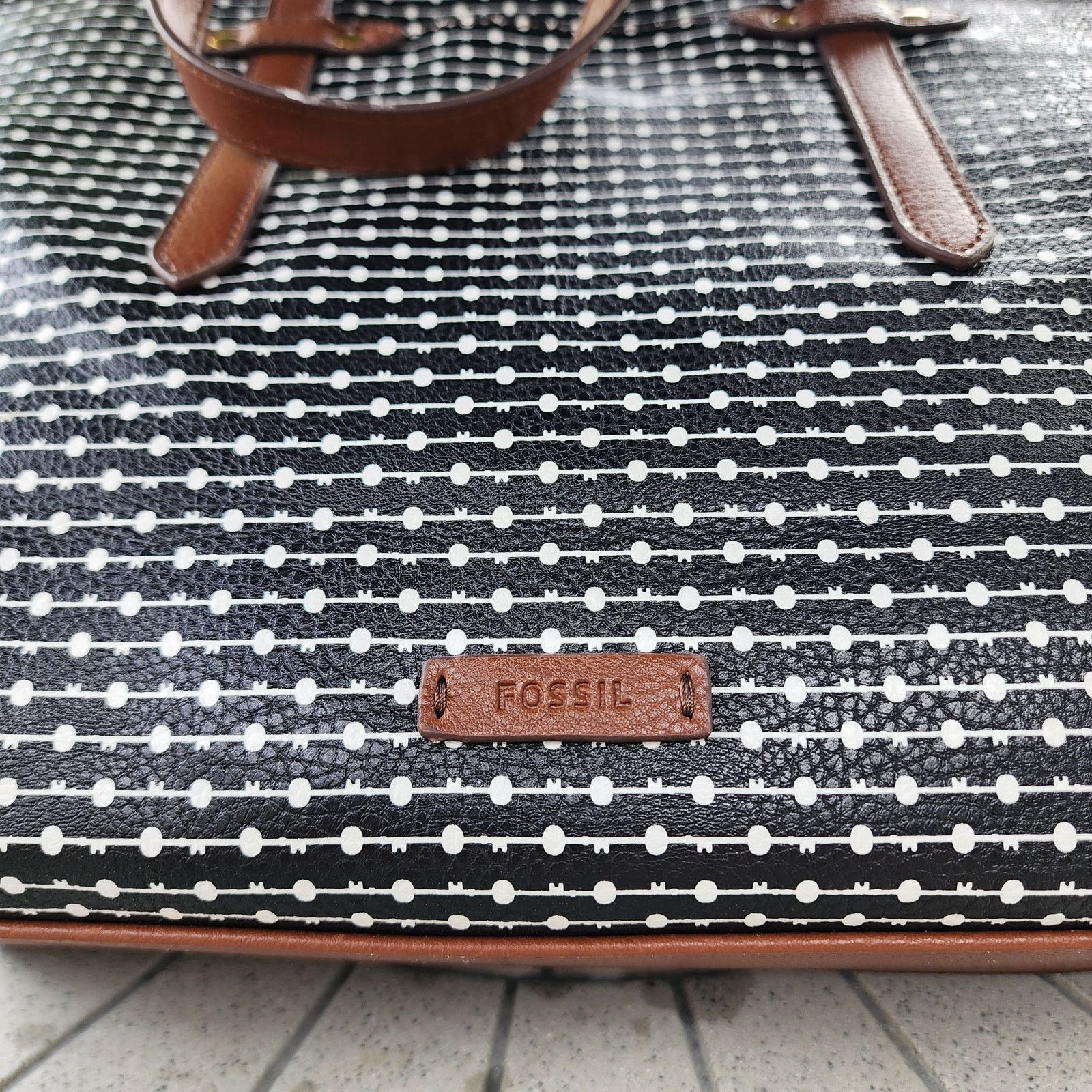 Fossil FOSSIL Felicity Ivory Dot Faux Leather Tote Bag Wallet Set Size ONE SIZE - 4 Thumbnail