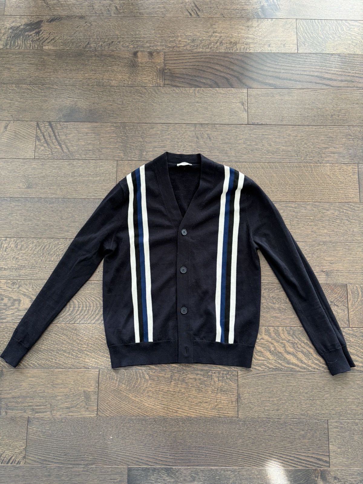 Sandro Sandro Navy Stripped Cardigan Size US M / EU 48-50 / 2 - 1 Thumbnail