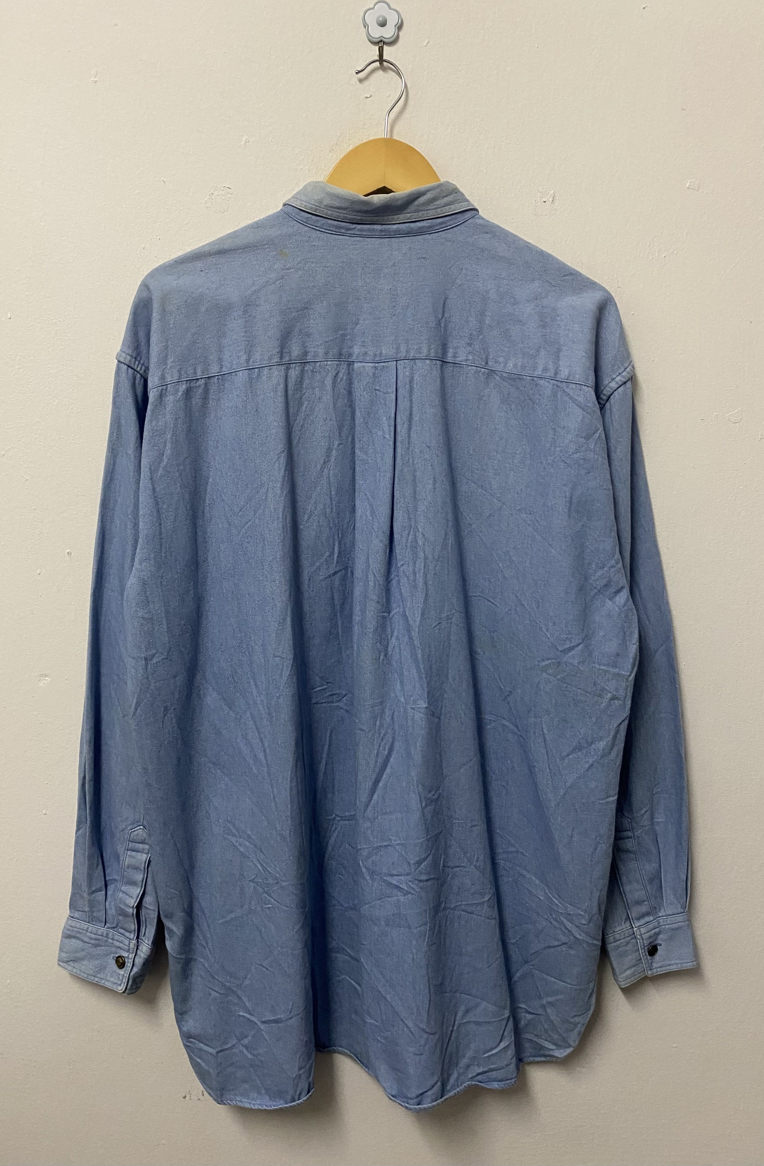 Melrose Vintage Men Melrose Pattern Embroidery Chambray Shirts Size US L / EU 52-54 / 3 - 2 Thumbnail