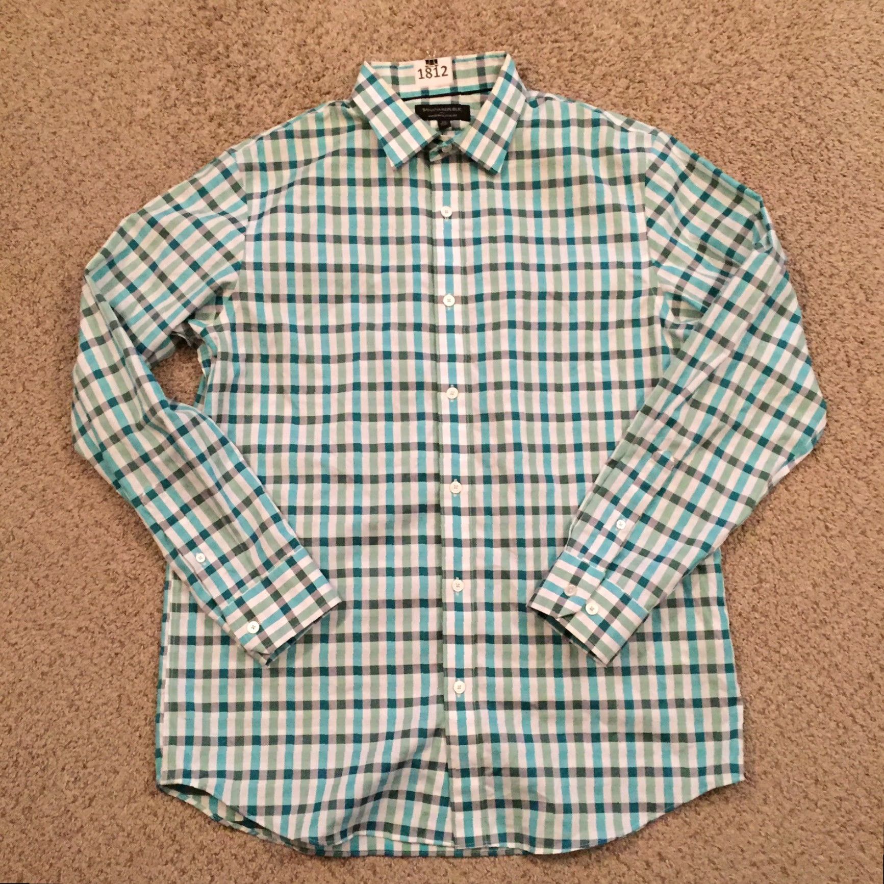 Banana Republic Banana Republic Shirt Mens Medium Green Plaid Long Sleeve Button Up Classic Fit Size US M / EU 48-50 / 2 - 2 Thumbnail