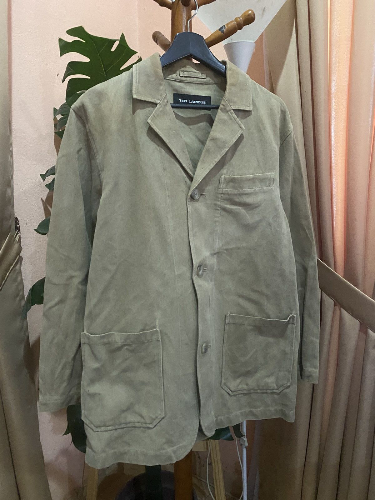 TED LAPIDUS Vintage Ted Lapidus Khaki Cotton Blend Workwear Jacket Size US L / EU 52-54 / 3 - 5 Thumbnail