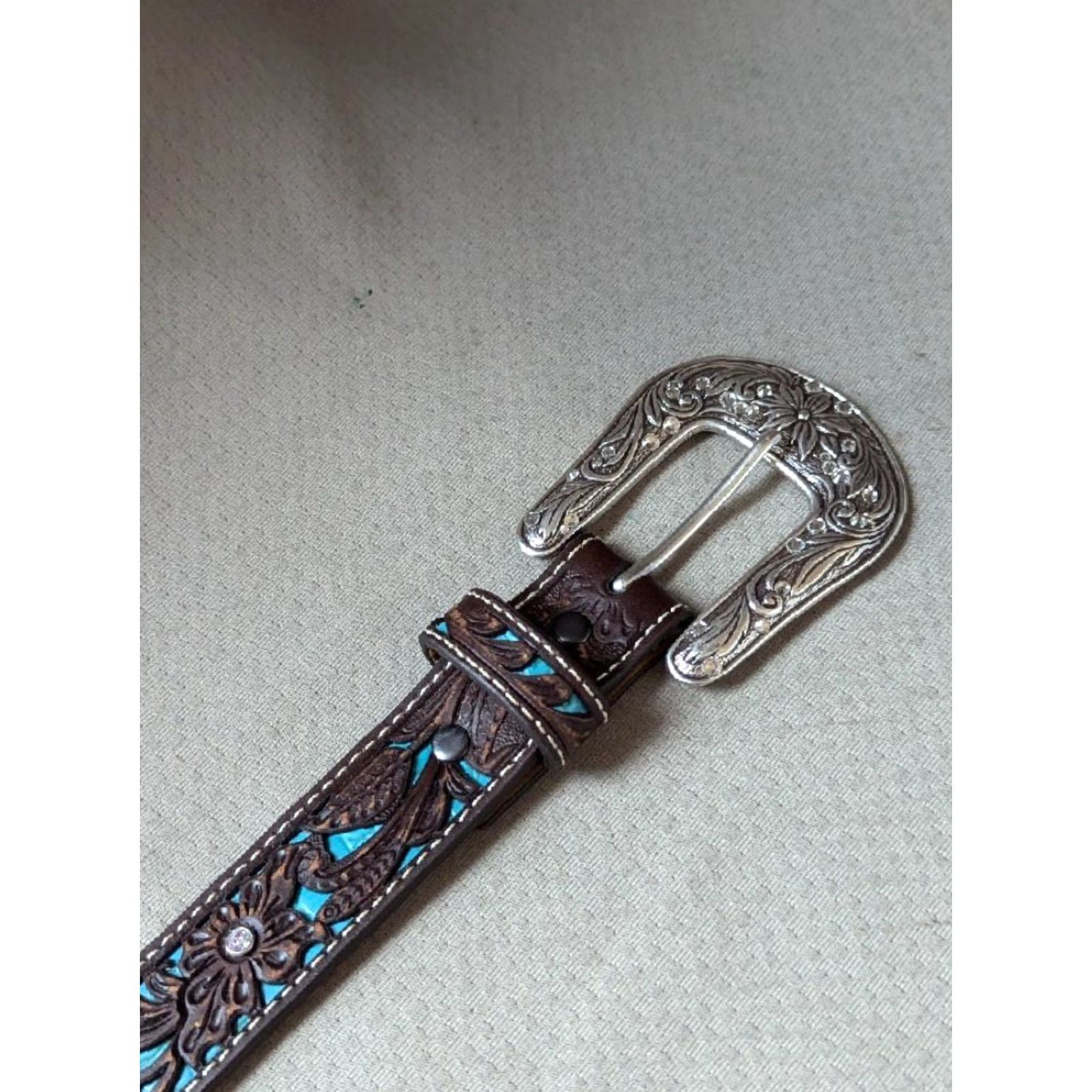 Ariat VINTAGE Ariat belt WESTERN belt Buckle Floral leather size 20 brown Size ONE SIZE - 7 Thumbnail