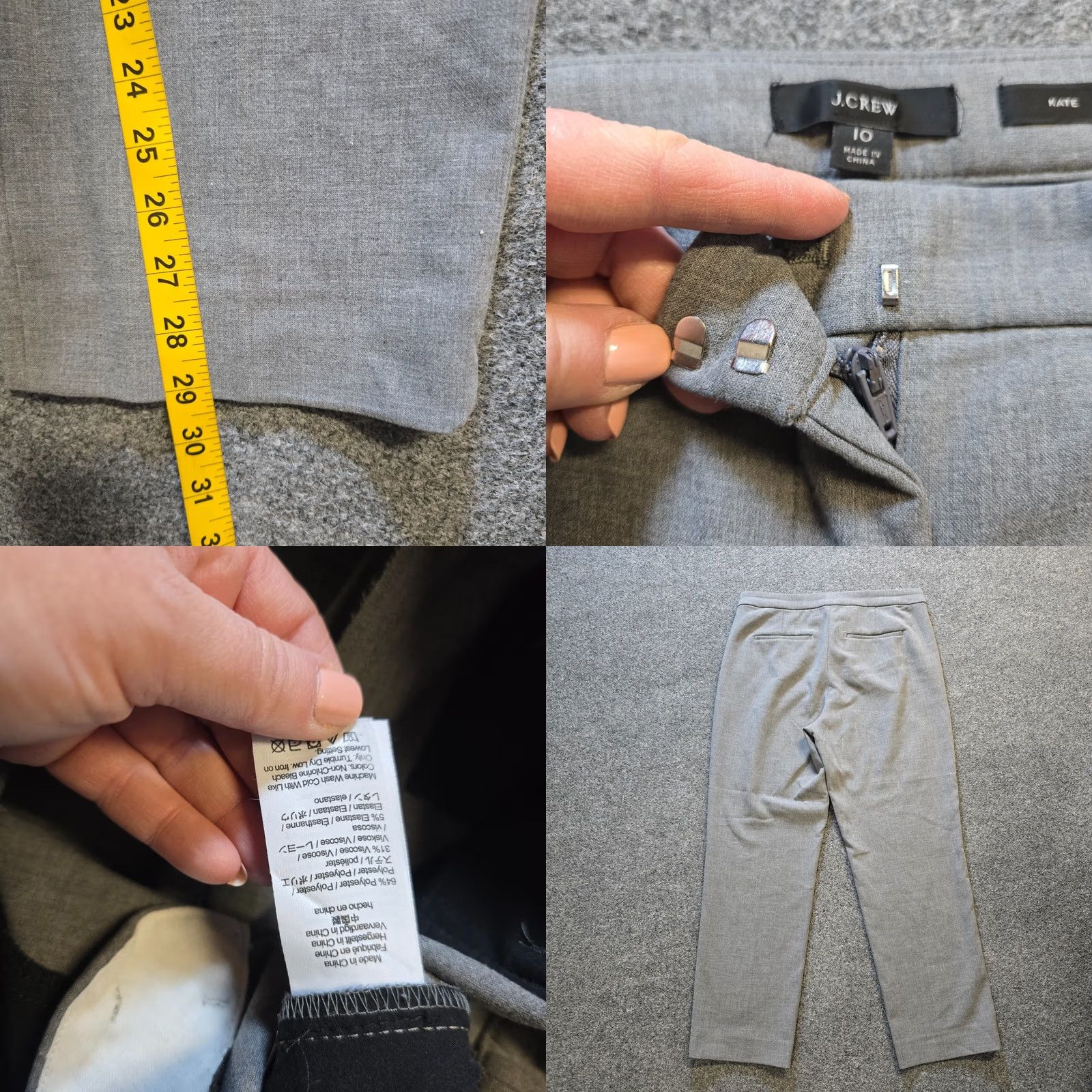 J.Crew J.CREW Pants Women Size 10 Gray Kate Cotton Blend Taper Flat Front Career Casual Pants Size 32" / US 10 / IT 46 - 8 Thumbnail
