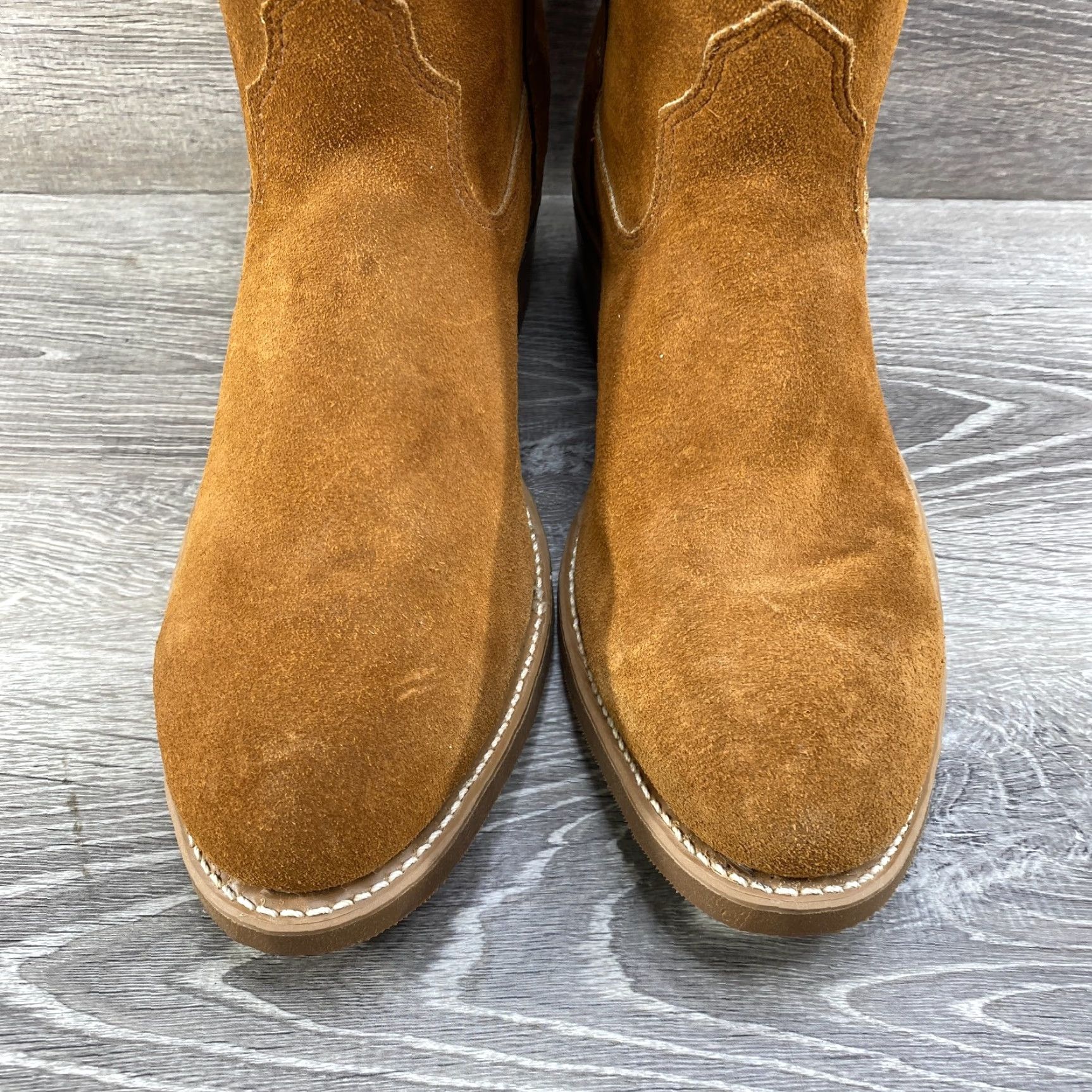Vintage VINTAGE Iron Age Mens 9 D Brown Suede Safety Toe Cowboy Work Boots Cambrelle Shoe Lining - New Vintage Size US 9 / EU 42 - 5 Thumbnail