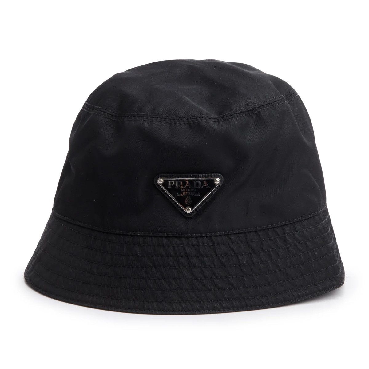 Prada Prada Black Re-Nylon Triangle Logo Bucket Hat Size M Size ONE SIZE - 1 Thumbnail
