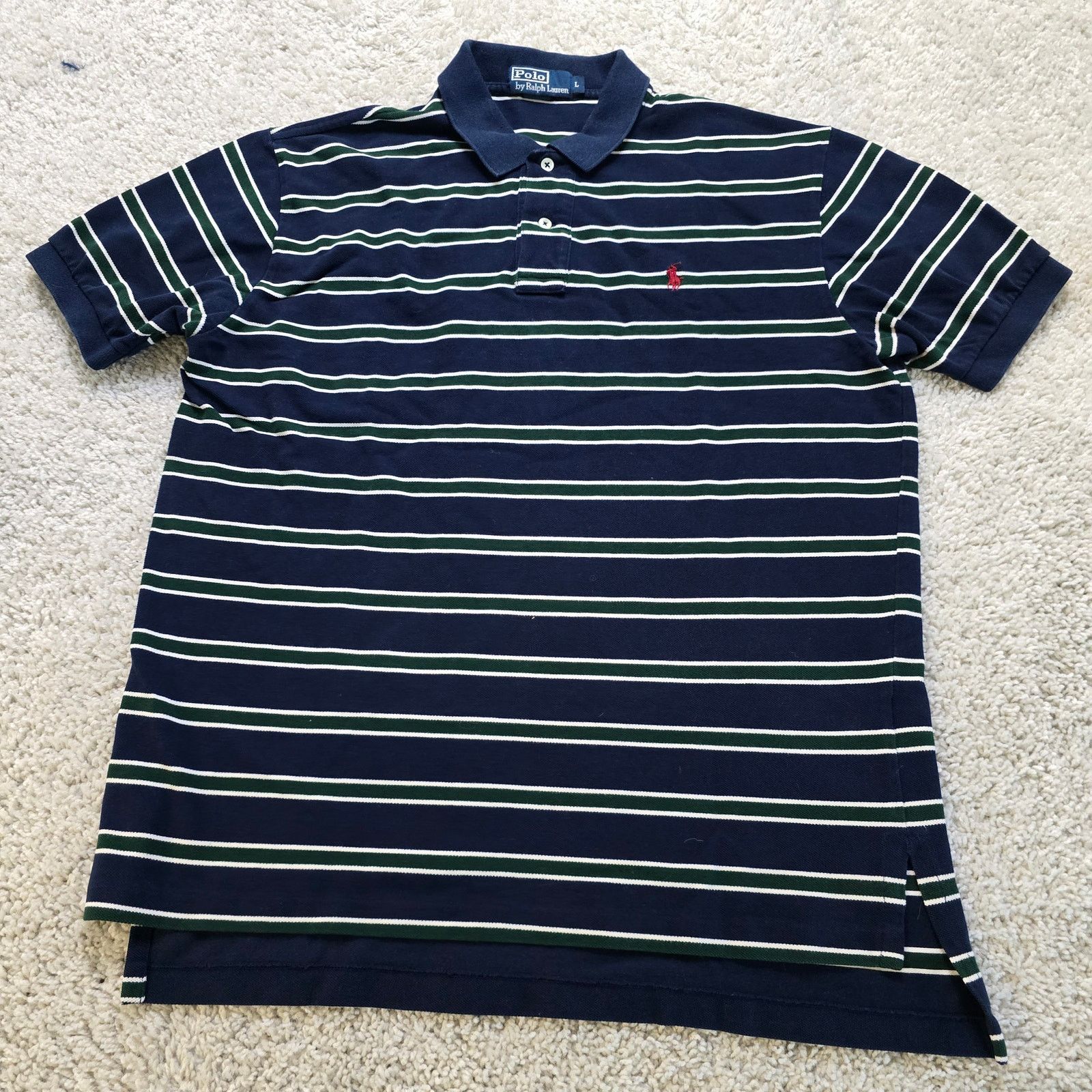 Ralph Lauren Polo Ralph Lauren Mens Vintage VTG Stripe button Polo Blue Size US L / EU 52-54 / 3 - 3 Thumbnail