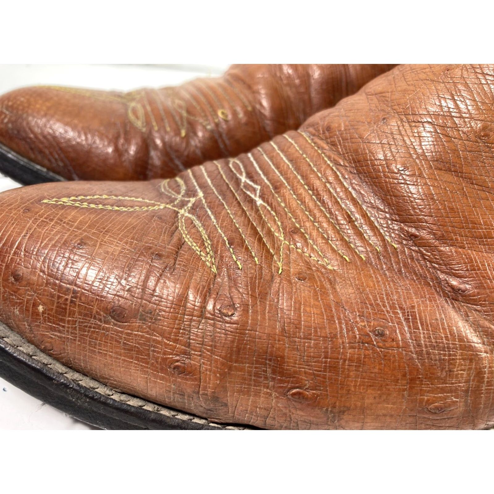 CO Adams Boot Co Smooth Ostrich Boots Men Size 10 D Peanut Brittle Western Vintage Boots Size US 10 / EU 43 - 6 Thumbnail
