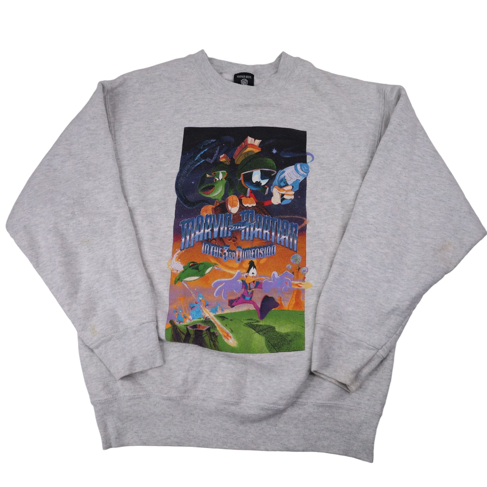 image of Movie x Vintage Marvin The Martian In The 3Rd Dimension Sweatshirt in Grey, Men's (Size Medium)