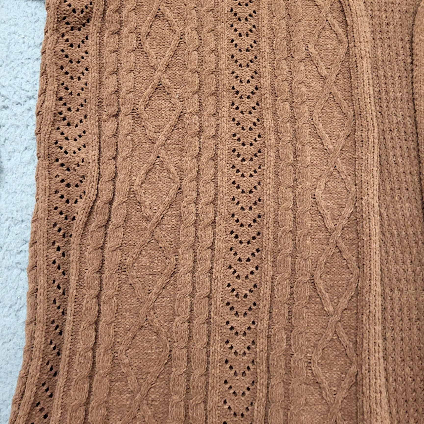 Vintage Terra & Sky Sweater Womens Size 1X Brown Cardigan Cable-Knit Style Open Cardigan Knit Open Lightweight Long Sleeve Plus Size Womens Size XL / US 12-14 / IT 48-50 - 7 Thumbnail