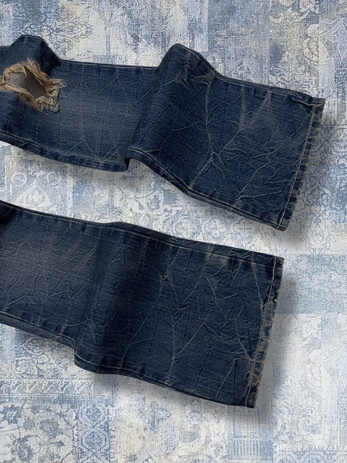 Tornado Mart Vintage 1990s Og Designer Nylaus Japan Flared Mudwash Denim Size US 26 / EU 42 - 5 Thumbnail
