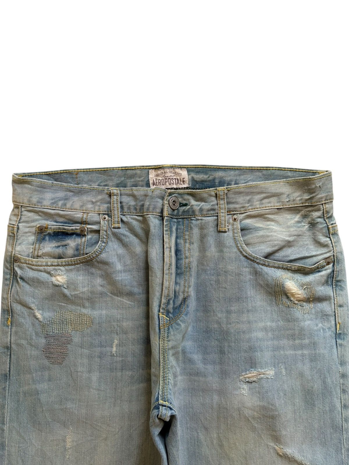 Aeropostale × Japanese Brand Vintage Japanese Brand Sashiko Style Rip Loose Baggy Jeans Size US 38 / EU 54 - 4 Thumbnail
