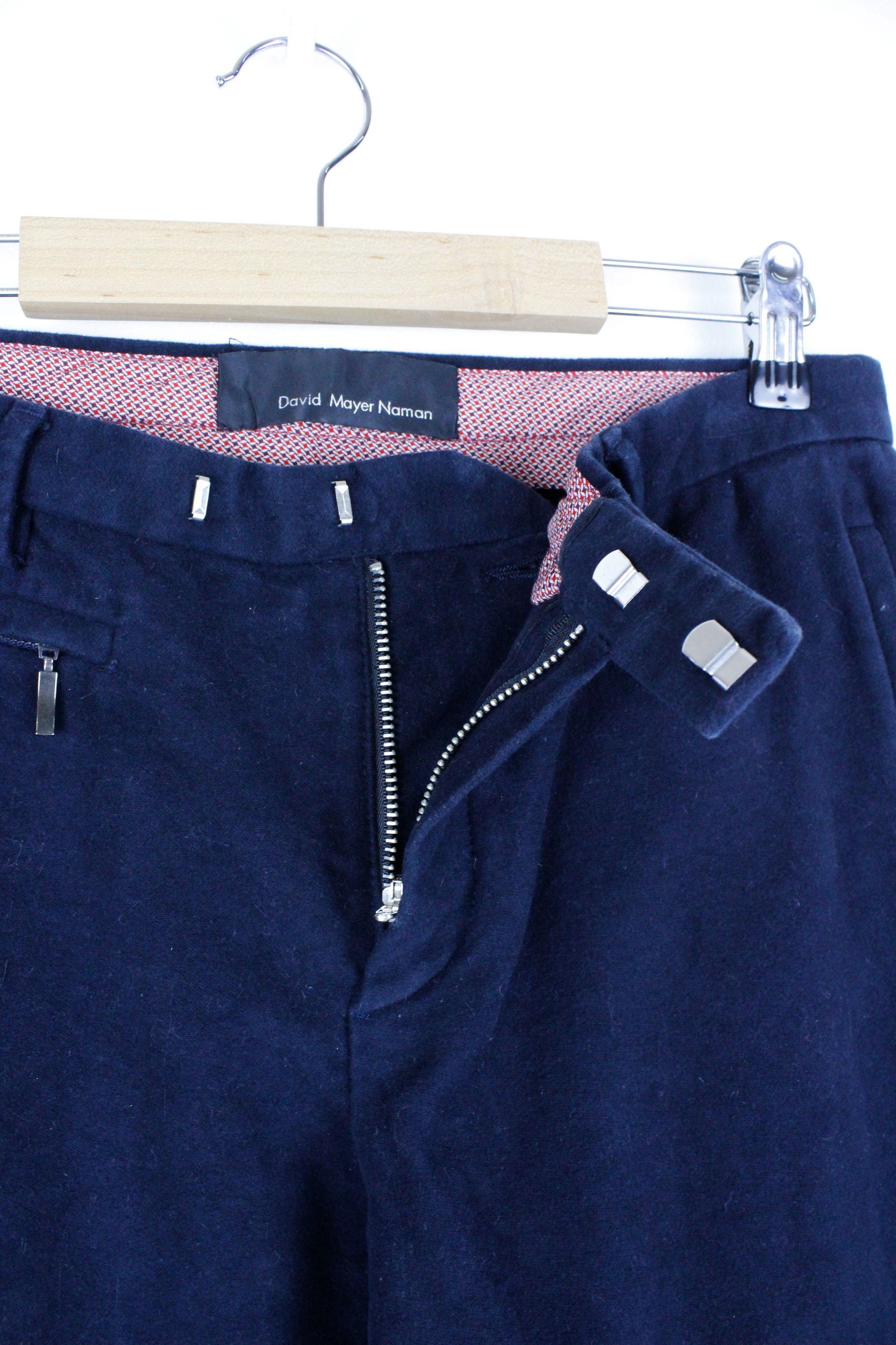 DAVID NAMAN × Velour David Mayer Naman Dark Navy Velour Trousers Pants Size US 30 / EU 46 - 3 Thumbnail