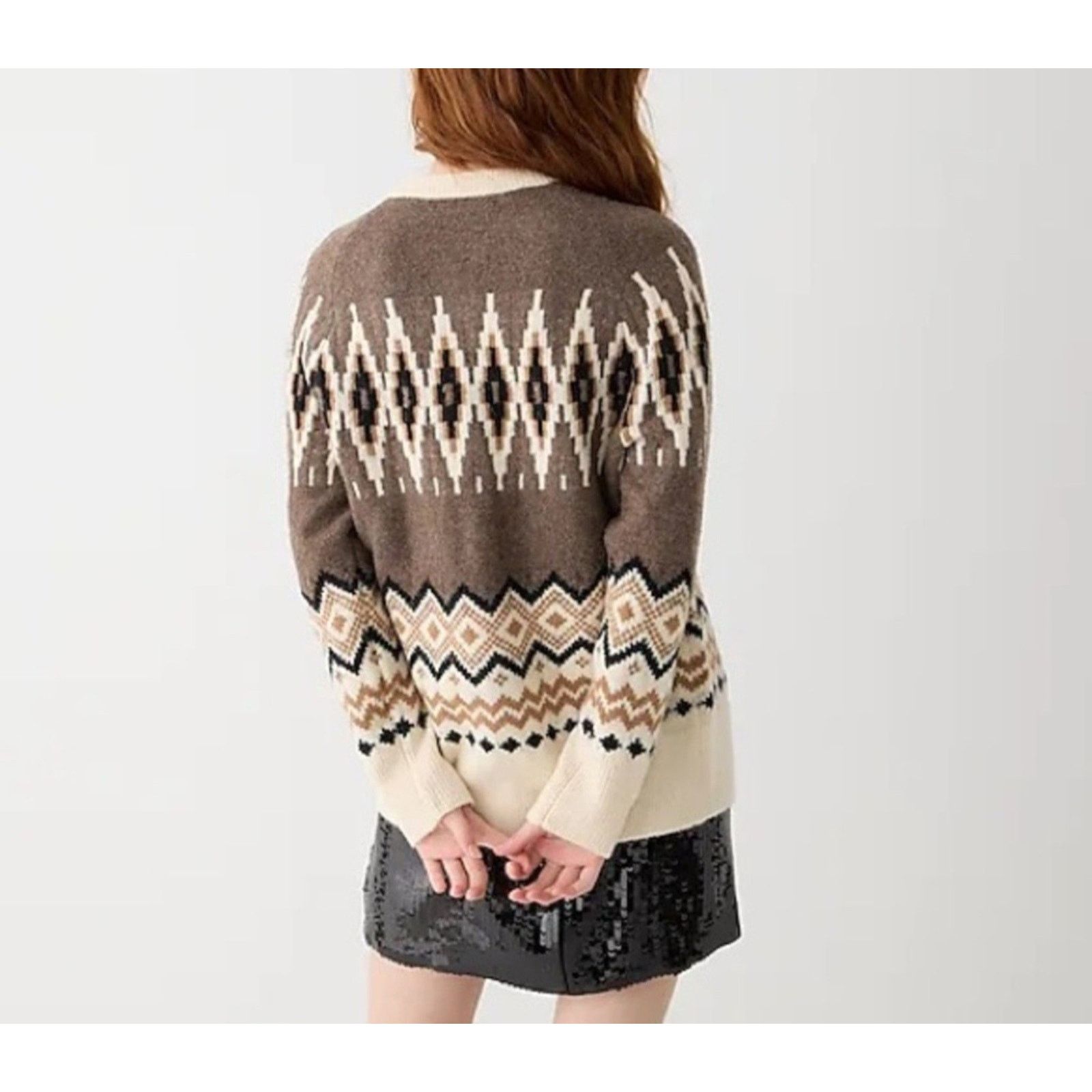 J.Crew J Crew Fair Isle Cardigan Heather Fawn Muslin Alpaca/ Wool M Size M / US 6-8 / IT 42-44 - 3 Thumbnail