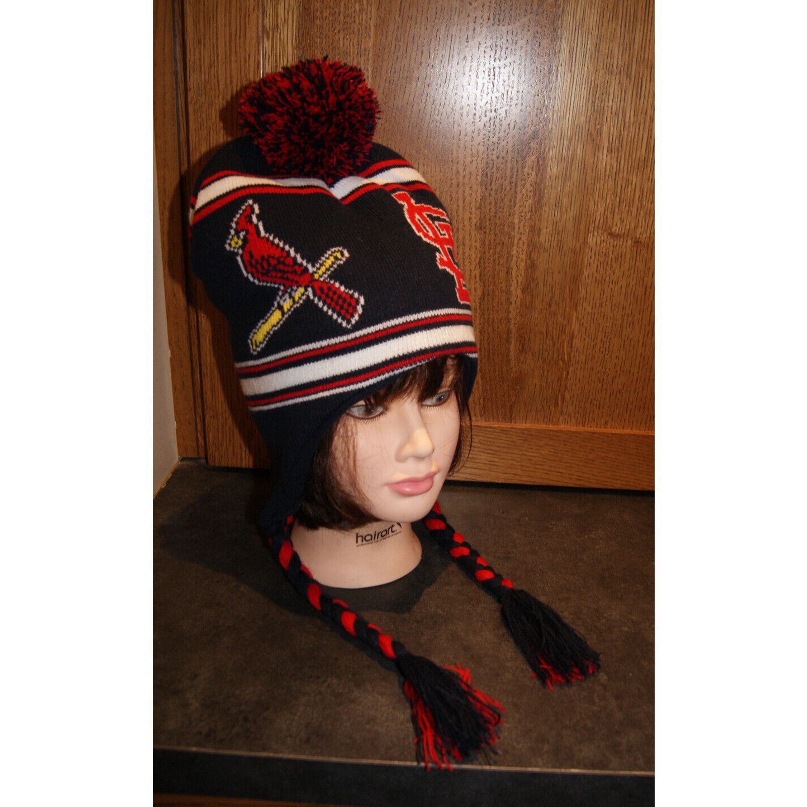 Other ST. LOUIS CARDINALS WINTER HAT KNIT BEANIE Tassels Pom Rare Size ONE SIZE - 1 Thumbnail