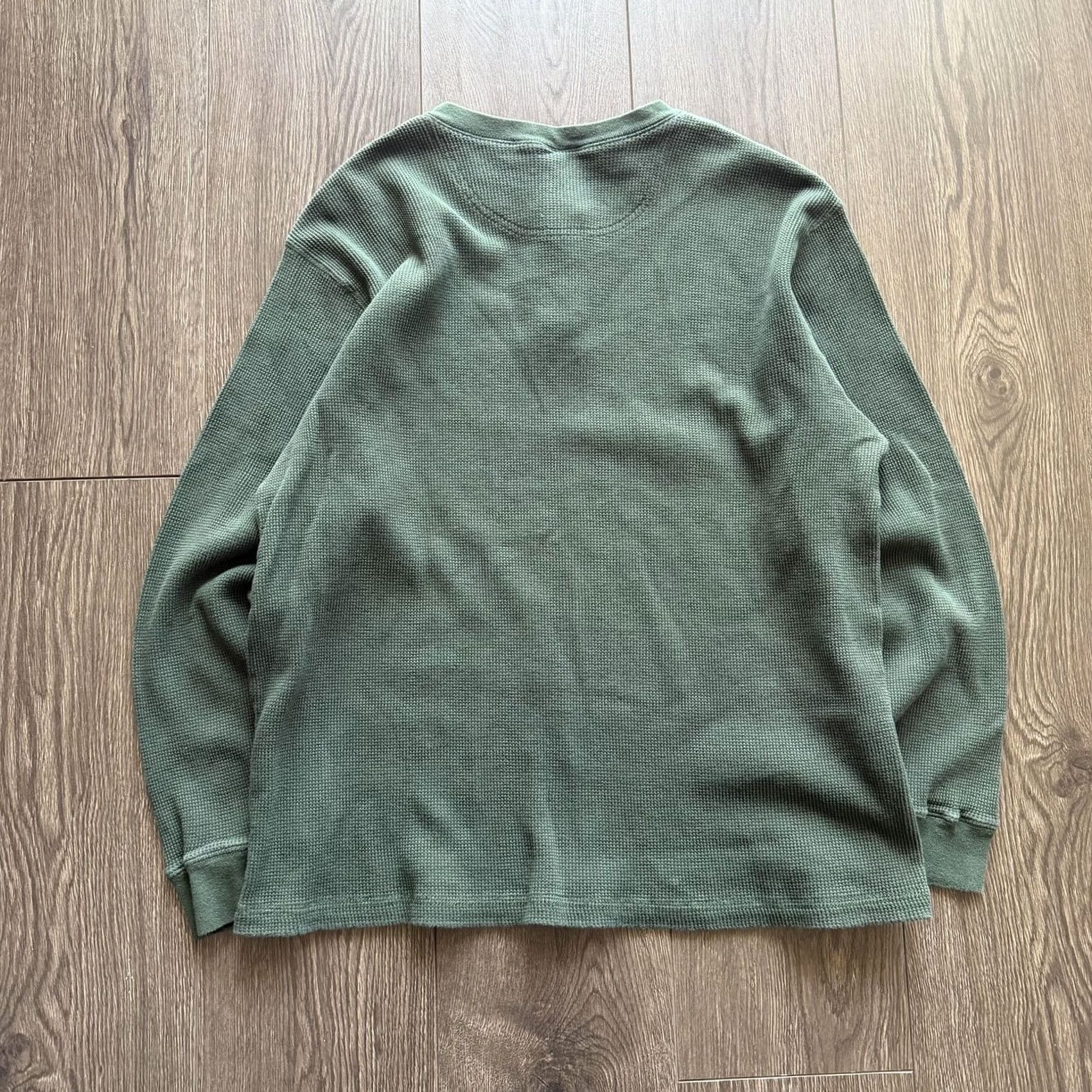 Old Navy Old Navy Mens Thermal Henley Shirt Waffle Knit Long Sleeve 2XL Green Size US XXL / EU 58 / 5 - 5 Thumbnail