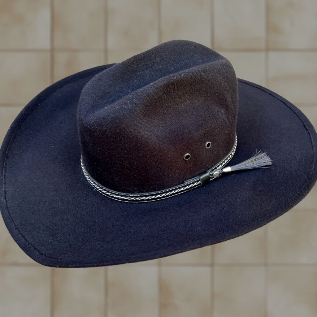 FELT MOKSMAN HATS Mexico 100% Wool Cowboy Hat Men's MEDIUM Black Felt CowBoy Hat Mens MEDIUM Wool Felt Black Cowboys Womens Mens Girls Size ONE SIZE - 1 Thumbnail