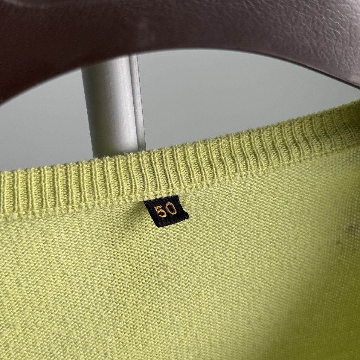 Loro Piana Loro Piana Lime Green Cotton V-Neck Sweater Size 50 Size US M / EU 48-50 / 2 - 8 Thumbnail