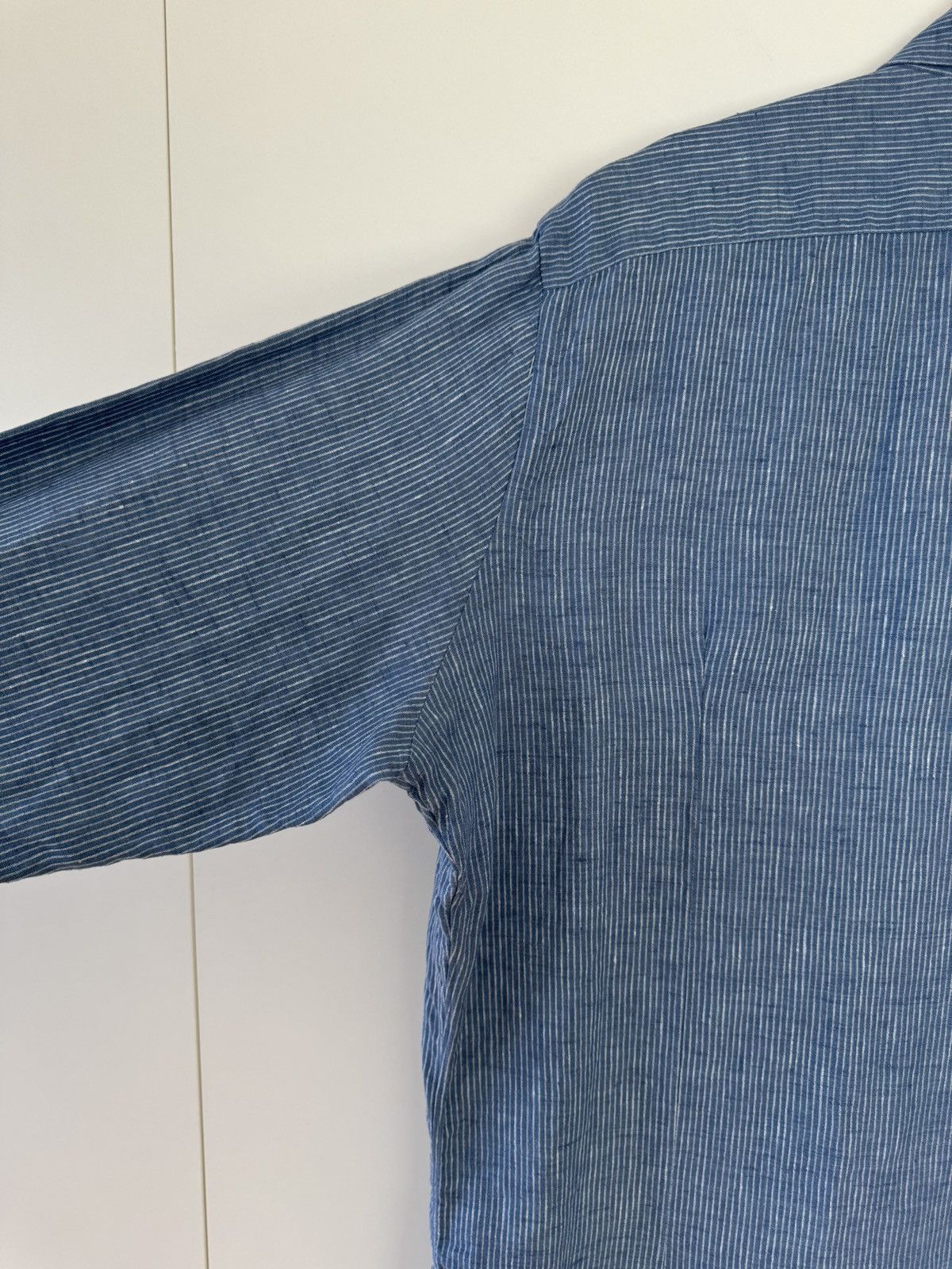 Loro Piana Arthur Arizona Blue Striped Aloe Linen Shirt XXL FAL1007 Size US XXL / EU 58 / 5 - 13 Thumbnail