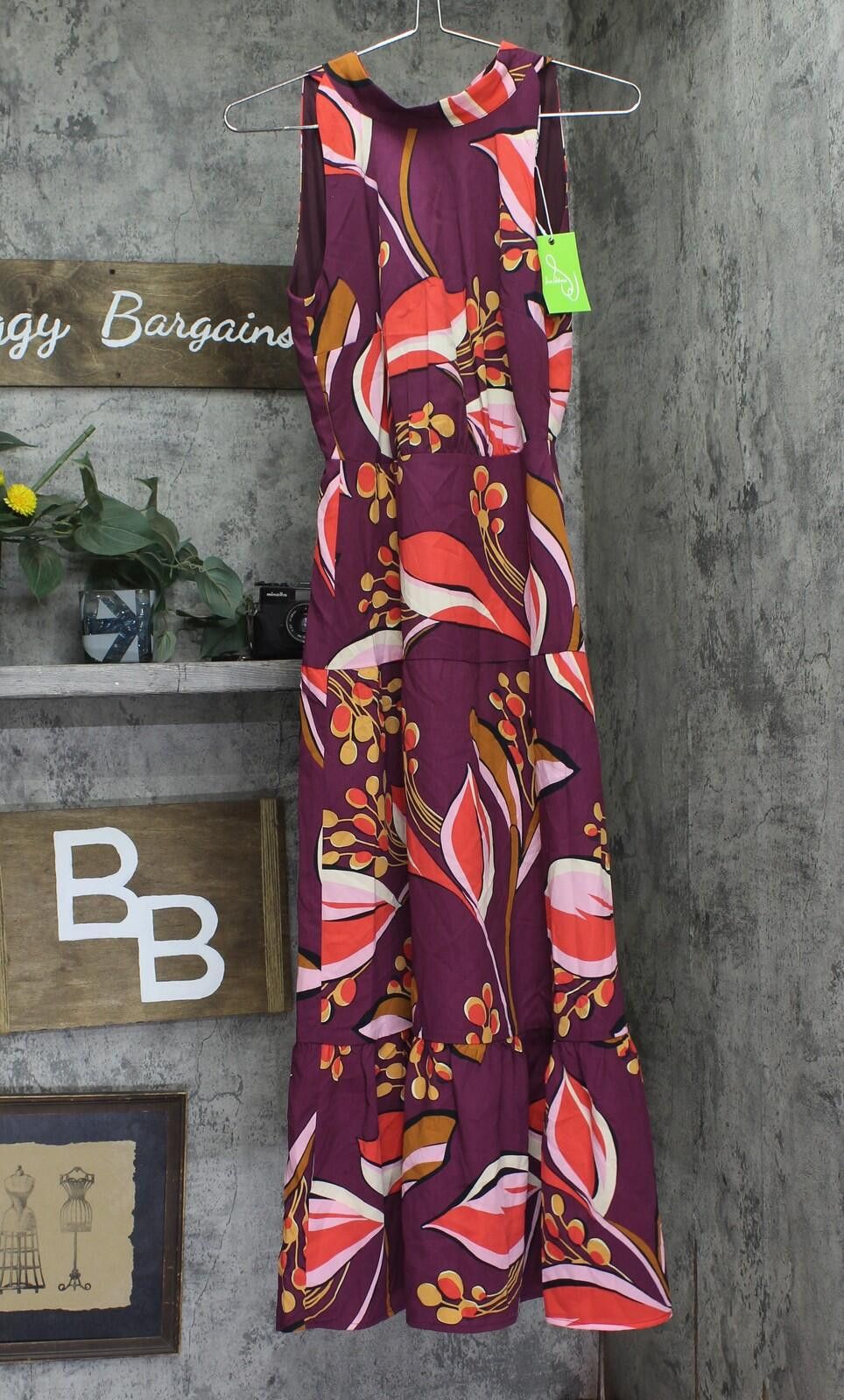Other Nwt Sam Edelman Floral High-neck Dress Wine Multi Red 4 Size S / US 4 / IT 40 - 1 Thumbnail