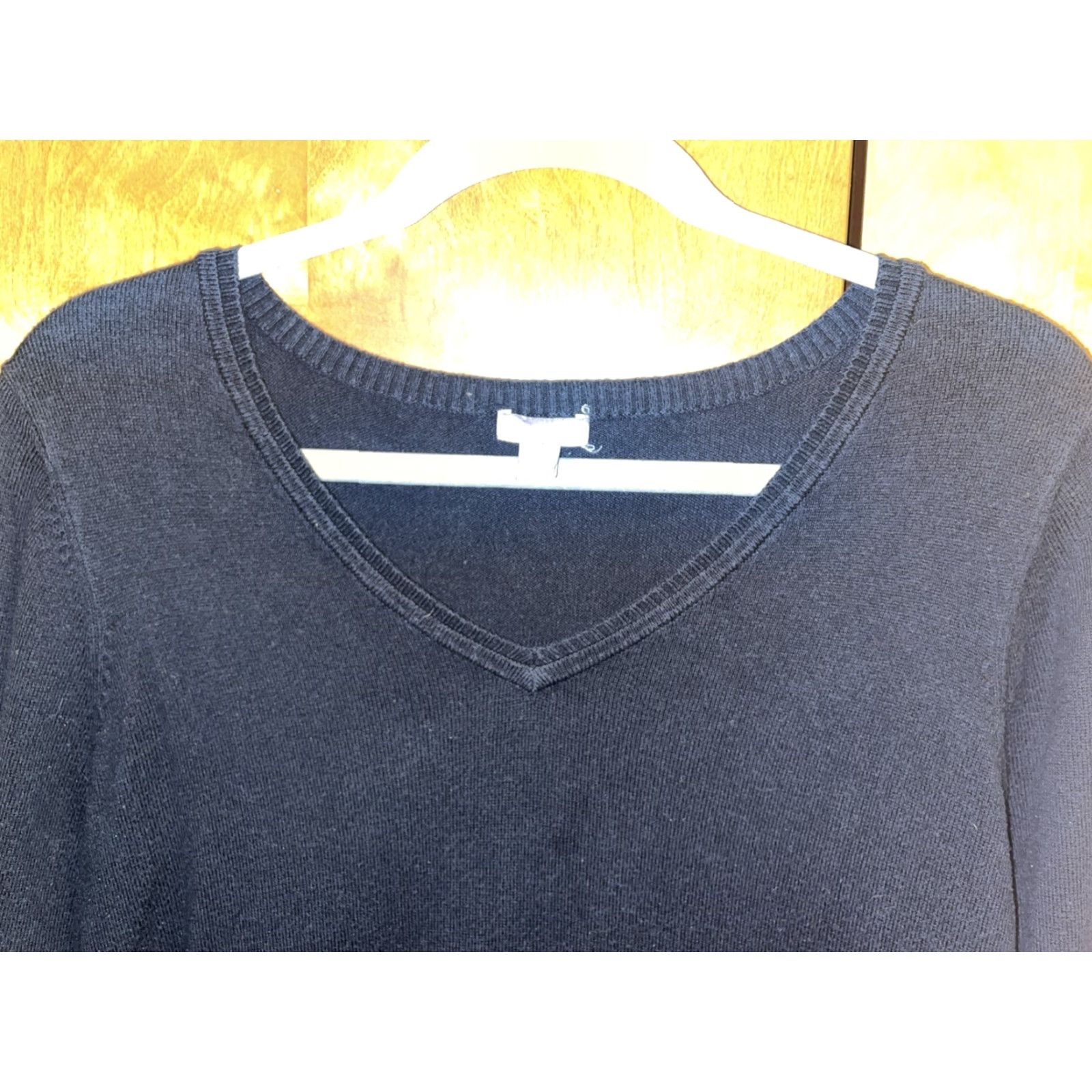 J. Jill VINTAGE J. Jill Women's Sweater Pullover V-Neck Long Sleeve Cotton Blend Black Petite All Seasons Size S / US 4 / IT 40 - 2 Thumbnail