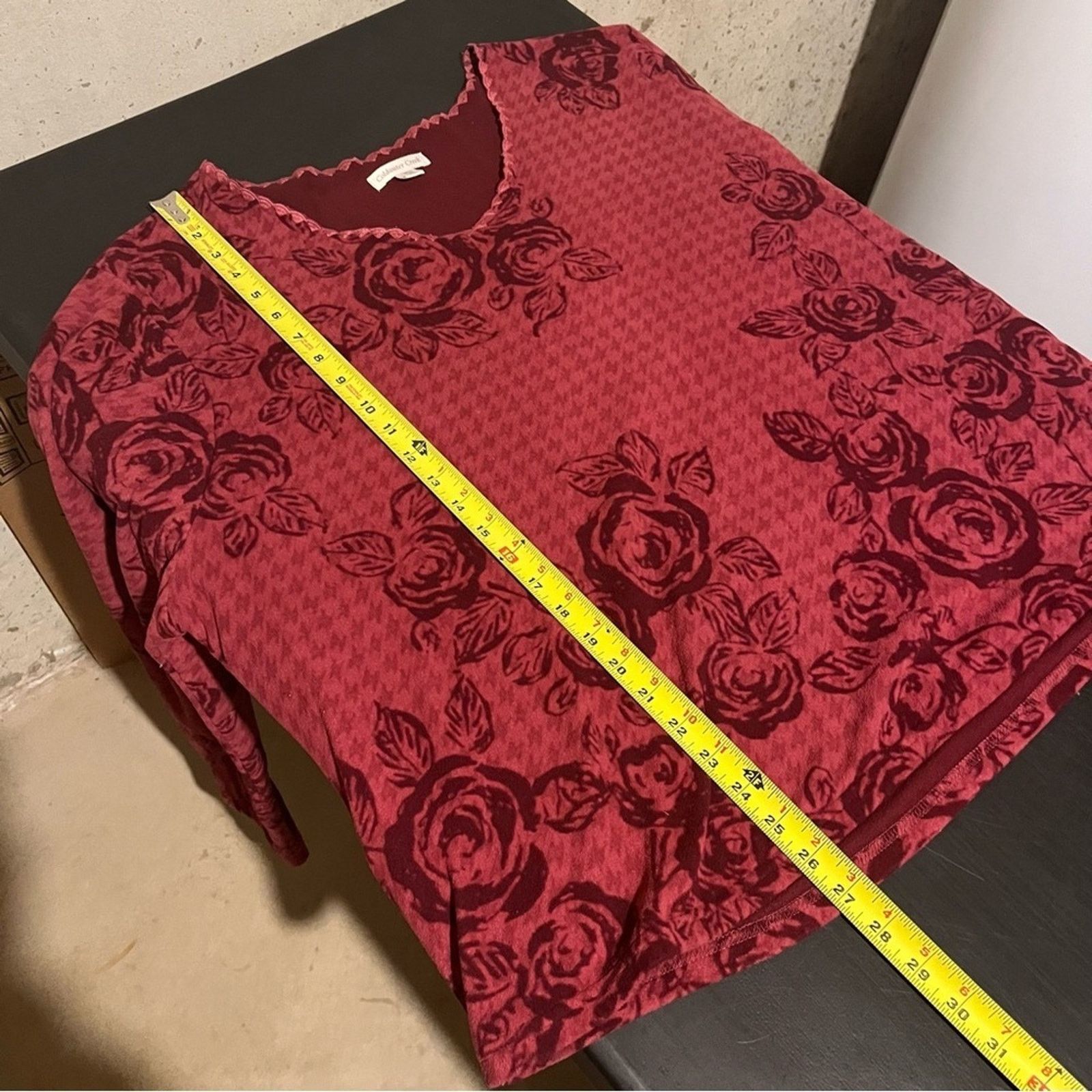Coldwater Creek Coldwater Creek Top 3X Maroon Floral Velvet Fleece Lined Size 3XL / US 20-22 - 8 Thumbnail