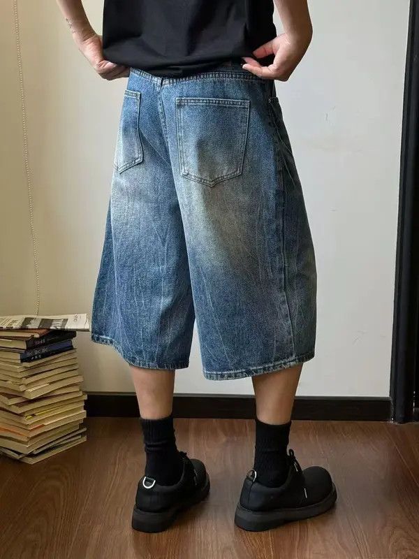 Japanese Brand VIBE Street washed distressed lightning denim shorts y2k Size US 32 / EU 48 - 8 Thumbnail