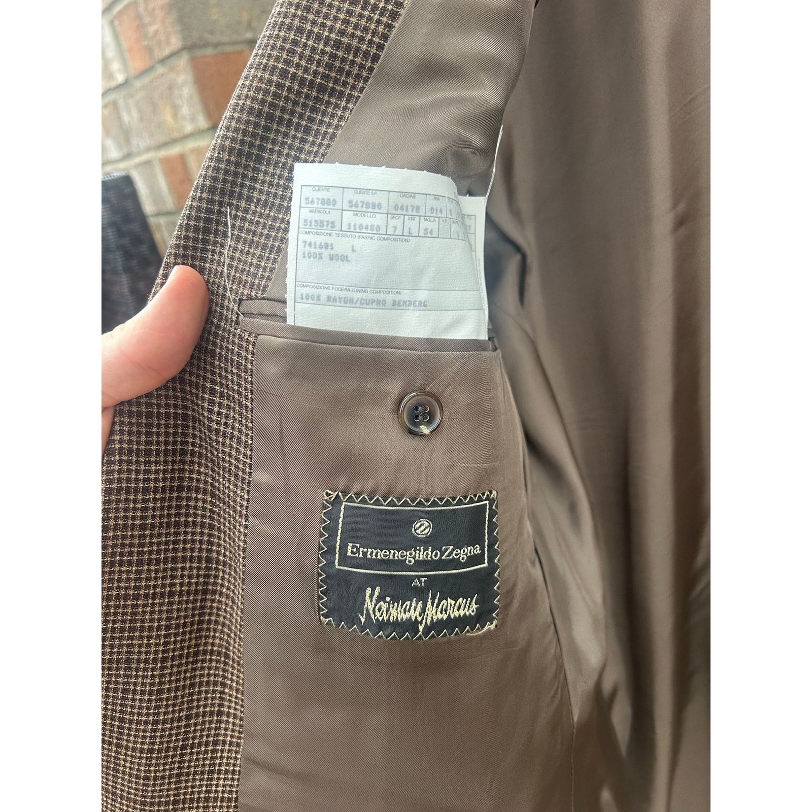 Ermenegildo Zegna Ermenegildo Zegna Blazer Brown Micro Check 100% Wool Size 54 Size 44R - 5 Thumbnail
