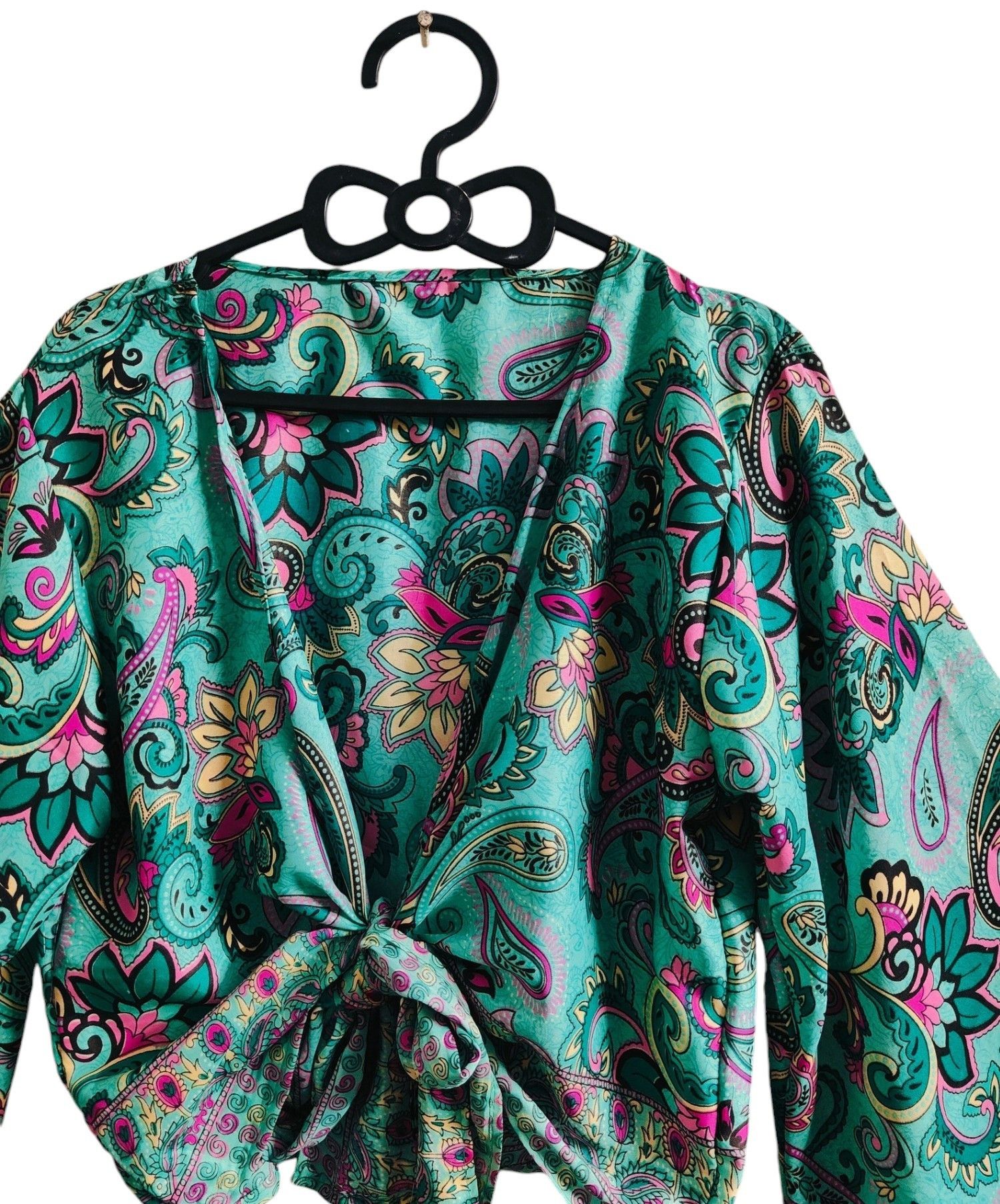 Other Blue Bell Sleeves Silk Floral Printed Women Assorted Tie Top Size M / US 6-8 / IT 42-44 - 2 Thumbnail
