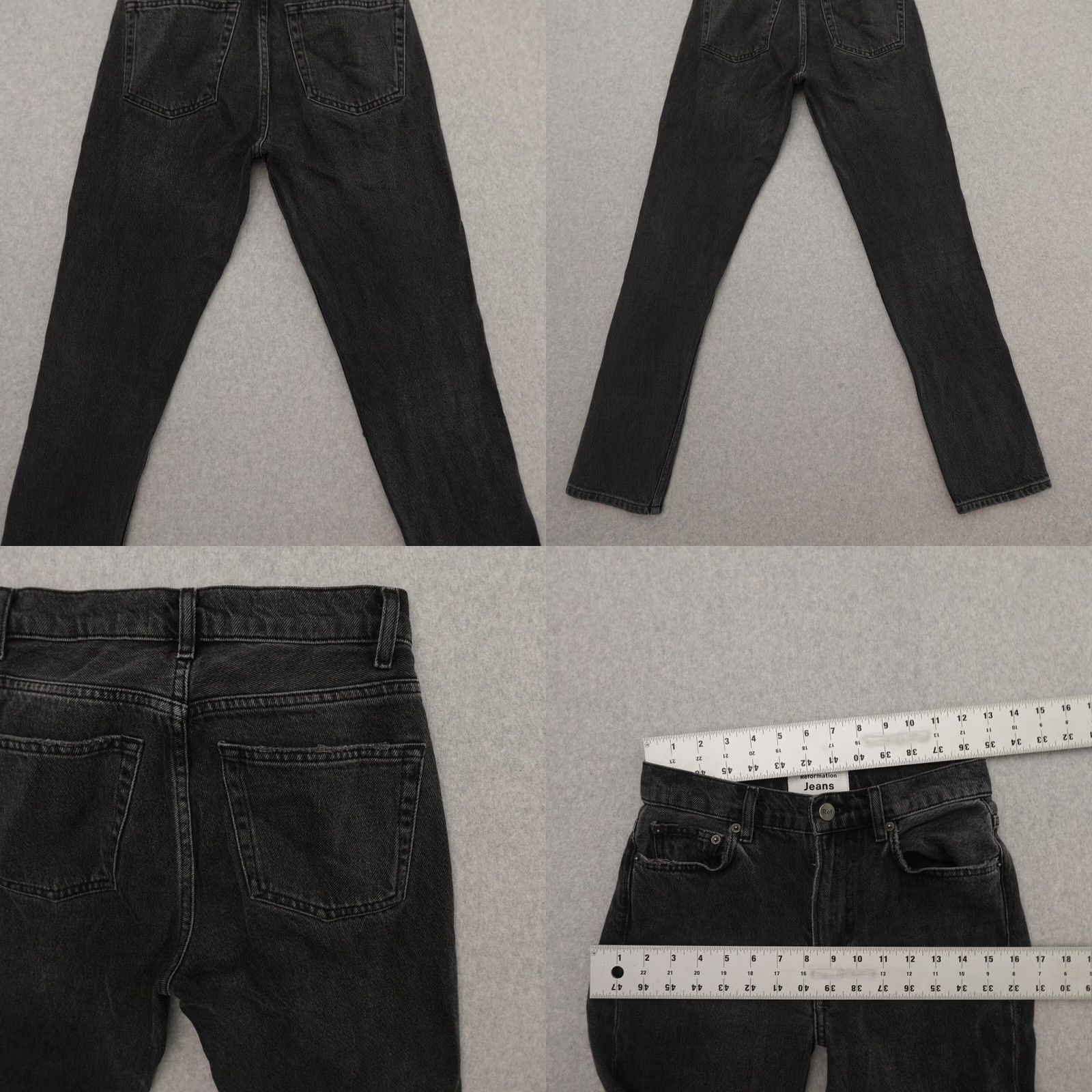 Reformation Reformation Womens Black Monterey Straight Leg Jeans 24 Zipper Fly Size 42" / US 20 - 9 Thumbnail