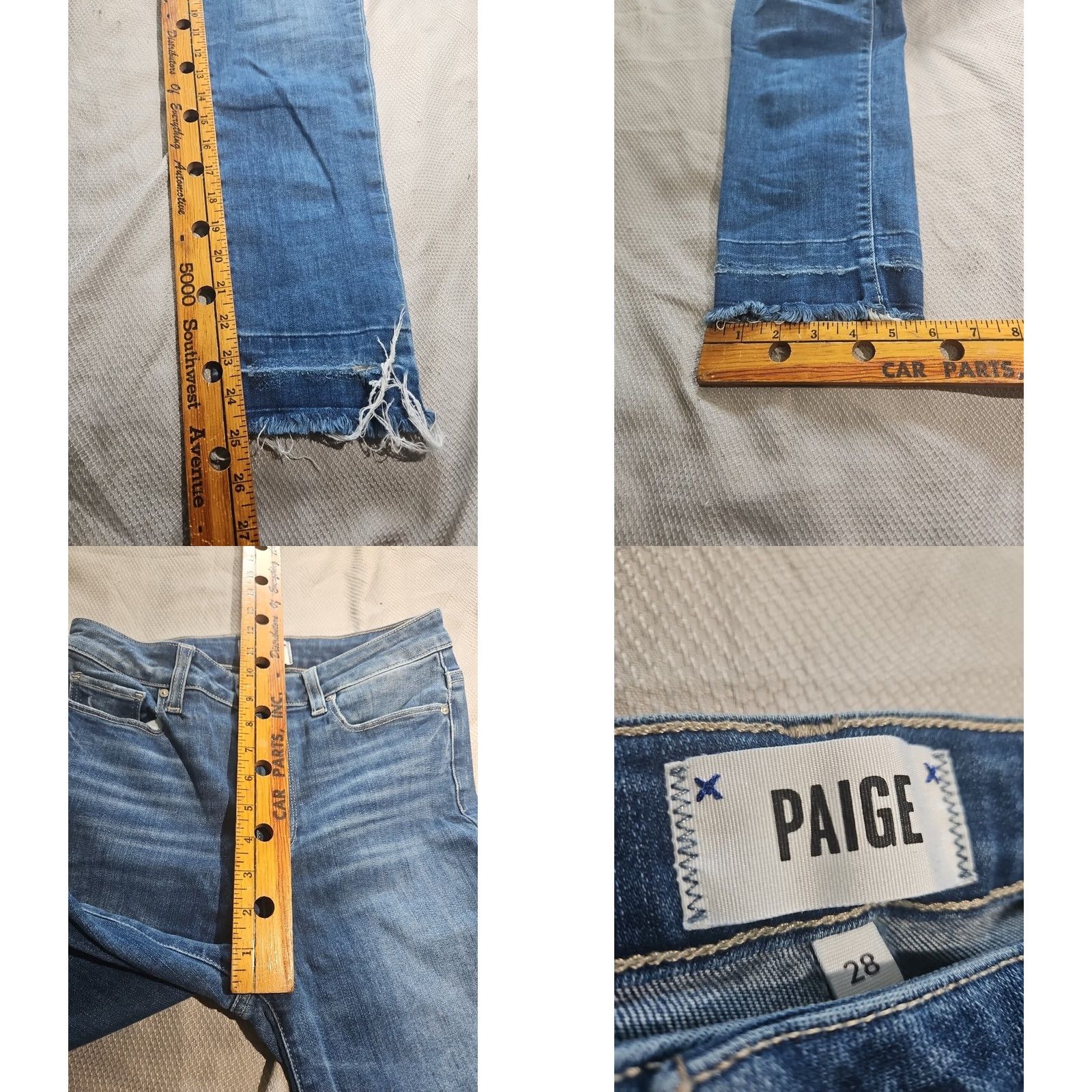 Paige PAIGE Jeans Womens US Size 28 Blue Hoxton Crop Margie Medium Wash Distress Hem Jeans Womens Regular 5-Pocket Denim Medium Wash Cotton Blend Spandex Size 28" / US 6 / IT 42 - 8 Thumbnail