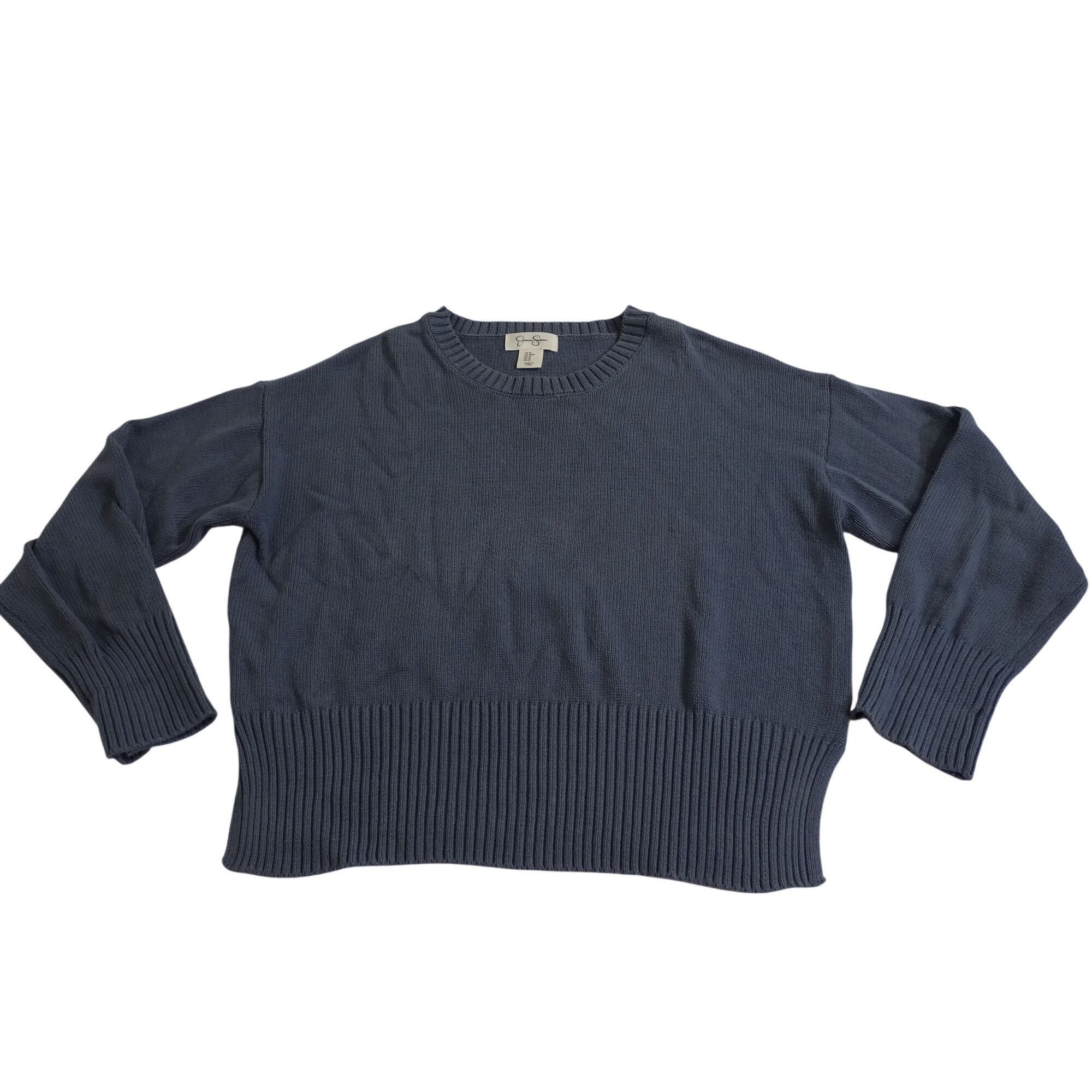 Jessica Simpson Jessica Simpson Women Blue Ribbed Crewneck Sweater Size M Size M / US 6-8 / IT 42-44 - 1 Thumbnail