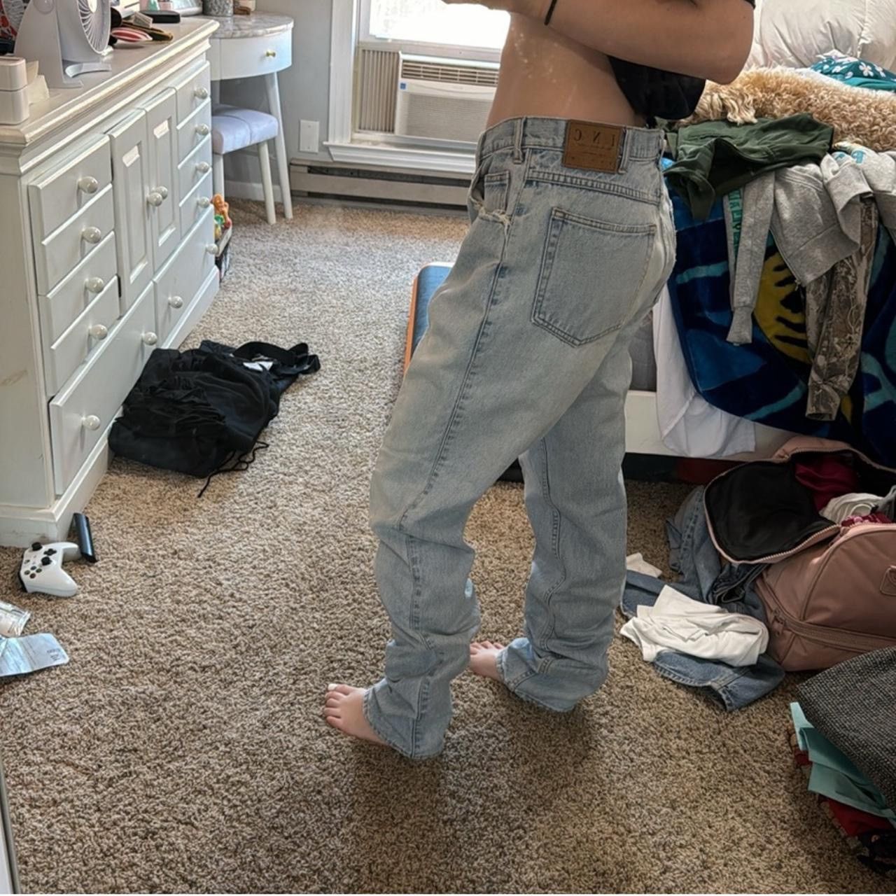 I.N.C × Vintage Vintage Light Blue Washed Distressed Denim Size US 34 / EU 50 - 8 Thumbnail