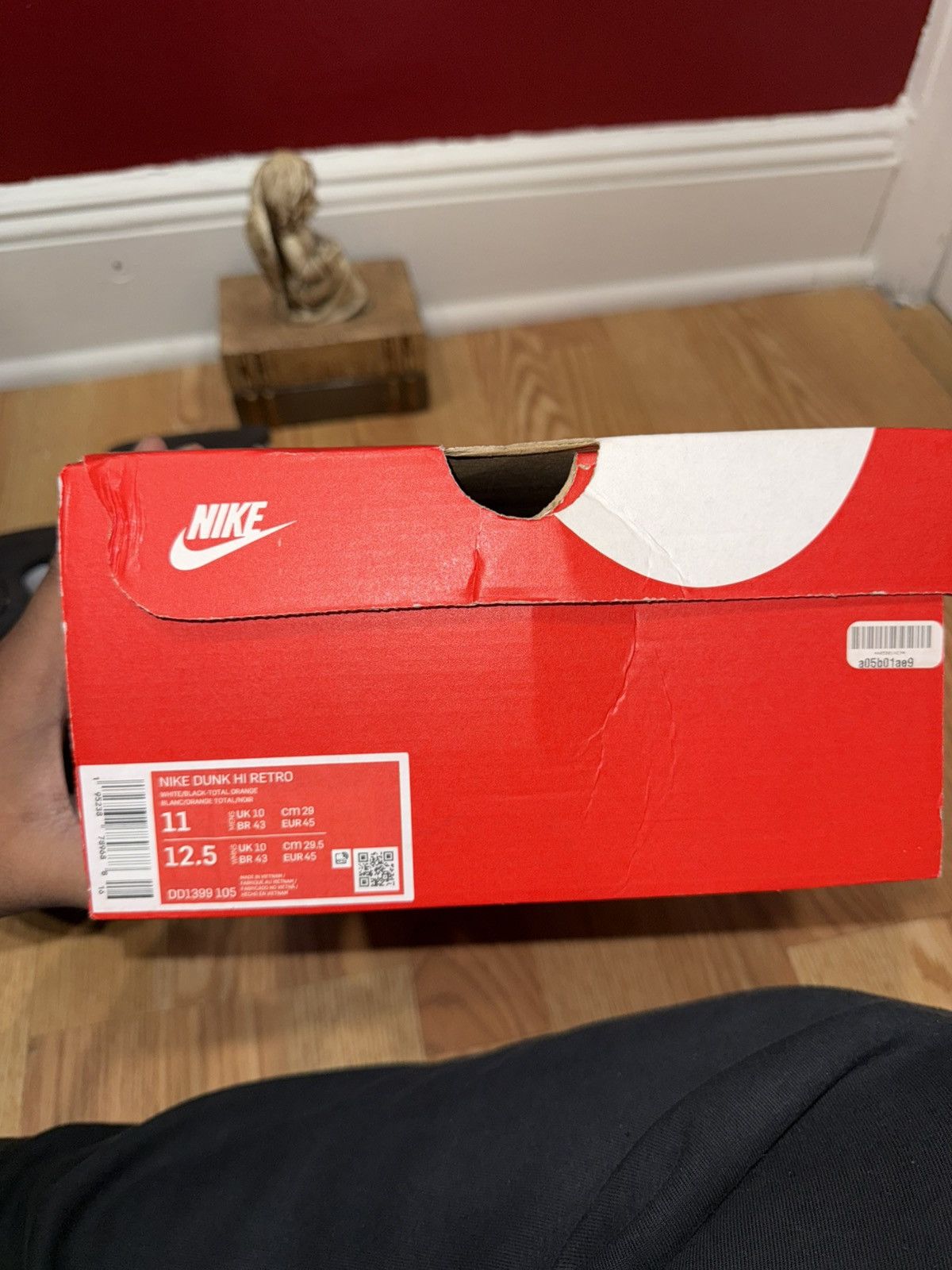 Nike Nike Dunk Hi Retro Black & White Size US 11 / EU 44 - 8 Thumbnail