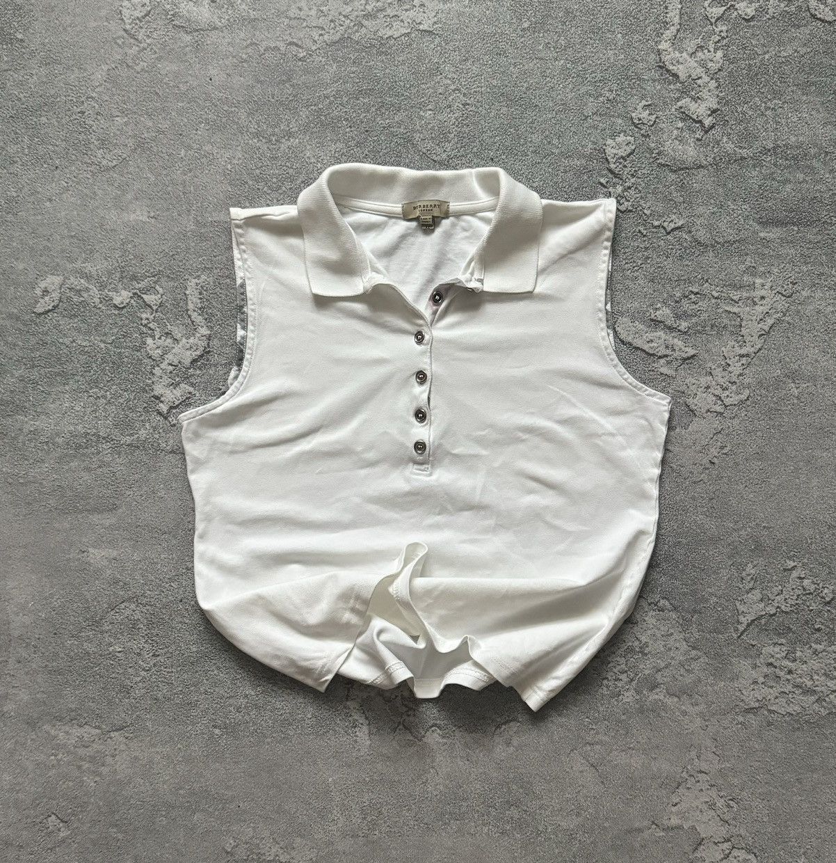 Burberry × Vintage Burberry XL Wmns white polo tank sleeveless tee T-shirt Size L / US 10 / IT 46 - 1 Thumbnail