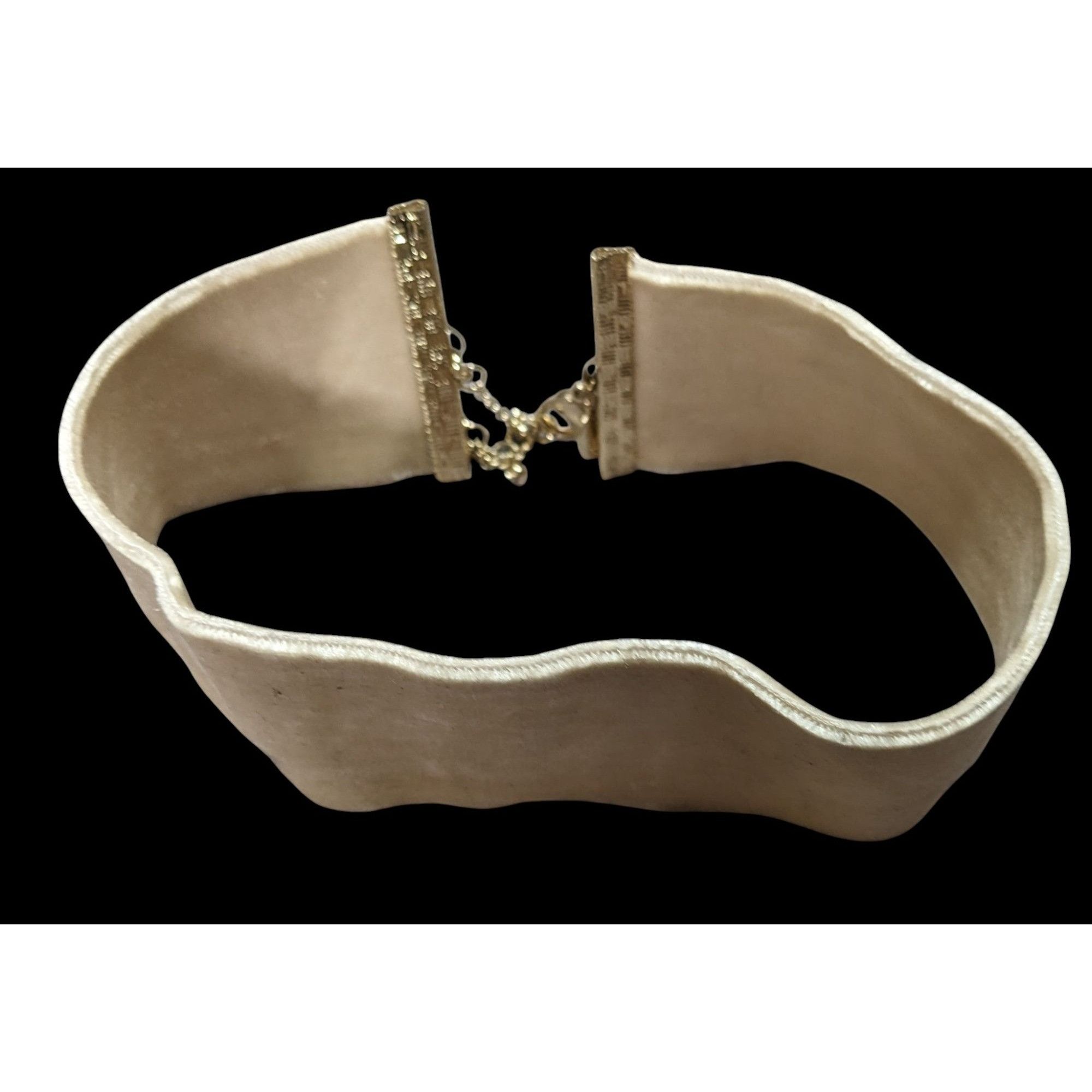 Express Express Y2K Velvet Beige Choker Necklace With Gold Clasp Det Size ONE SIZE - 3 Thumbnail