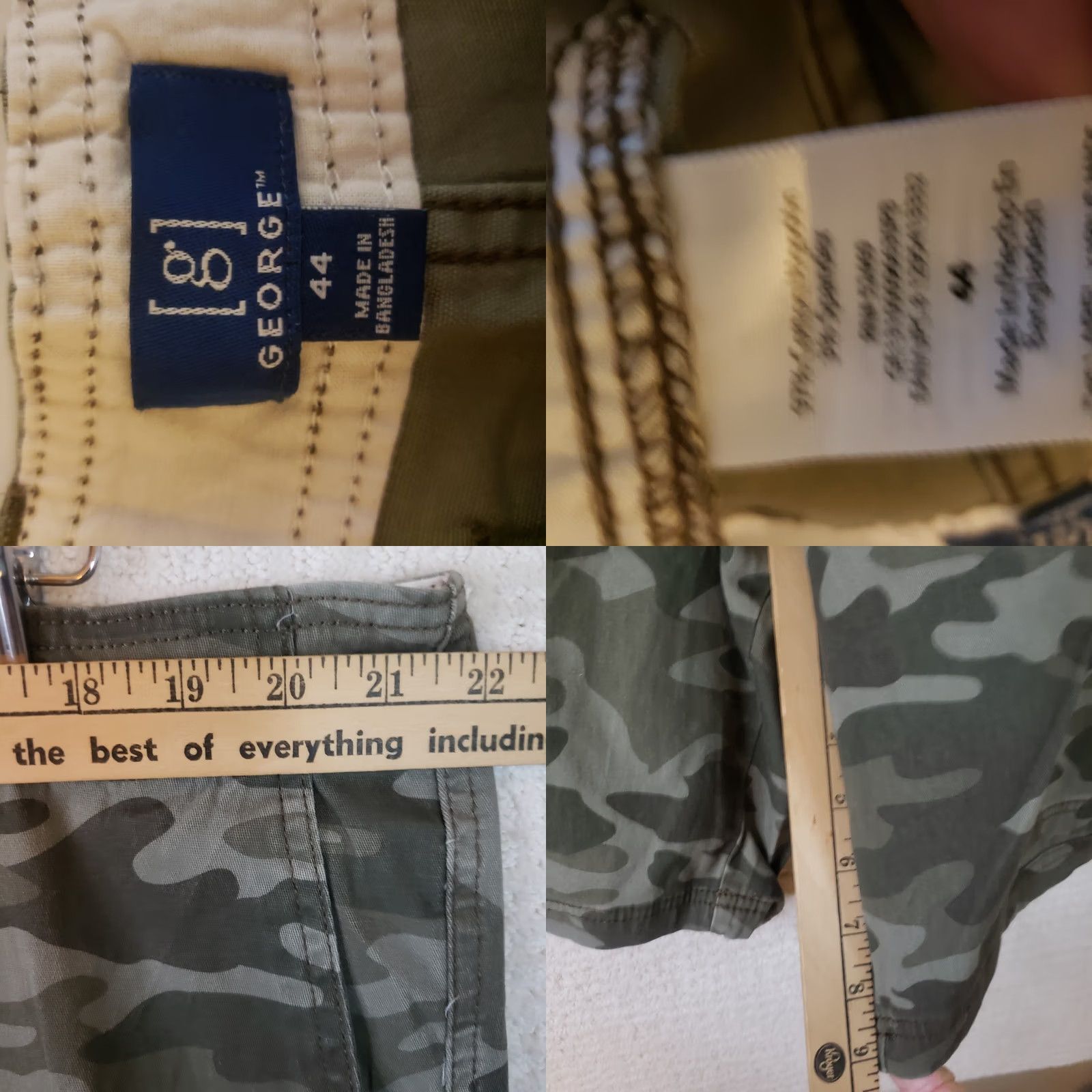 George George Cargo Camo Shorts Men's Size 44x10 Green Camo NWT Size US 44 / EU 60 - 8 Thumbnail