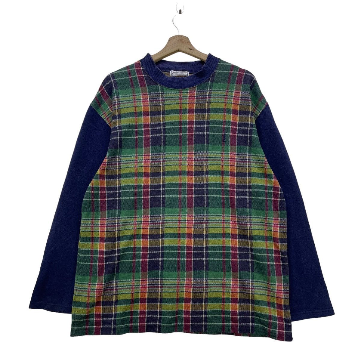 Vintage 🫴🏻Yves Saint Lauren Checked Sweatshirt Pull Over Size US M / EU 48-50 / 2 - 1 Thumbnail